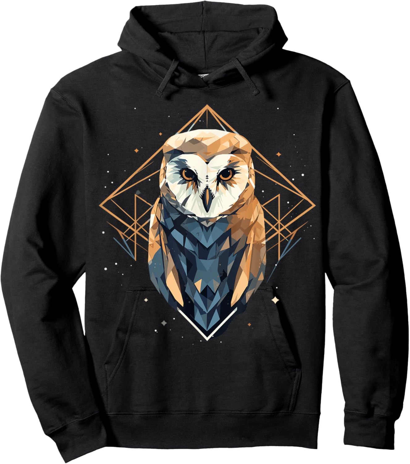 Barn Owl Geometric Patten Art, Cute Barn Owl Lover Hoodie - Hoodie | Black