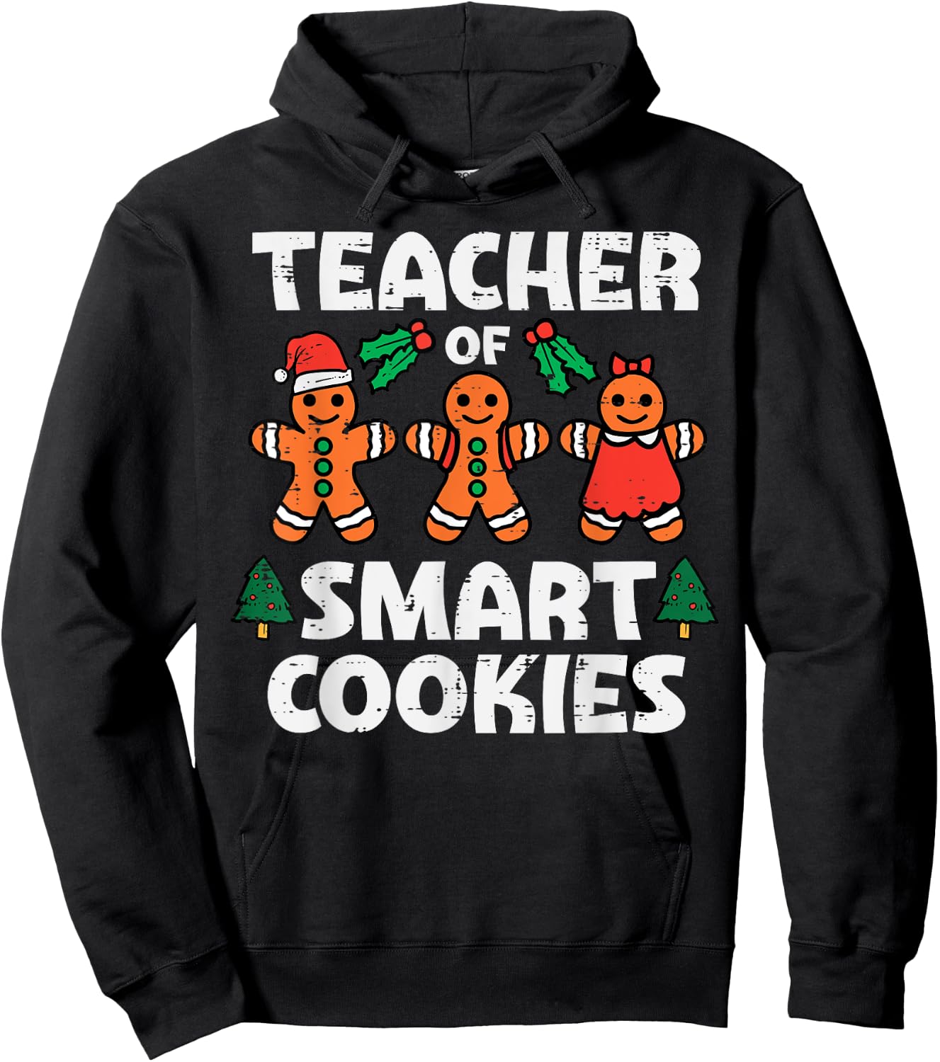 Teacher Of Smart Cookies Retro Gingerbread Xmas Men Women Hoodie - Hoodie | Black