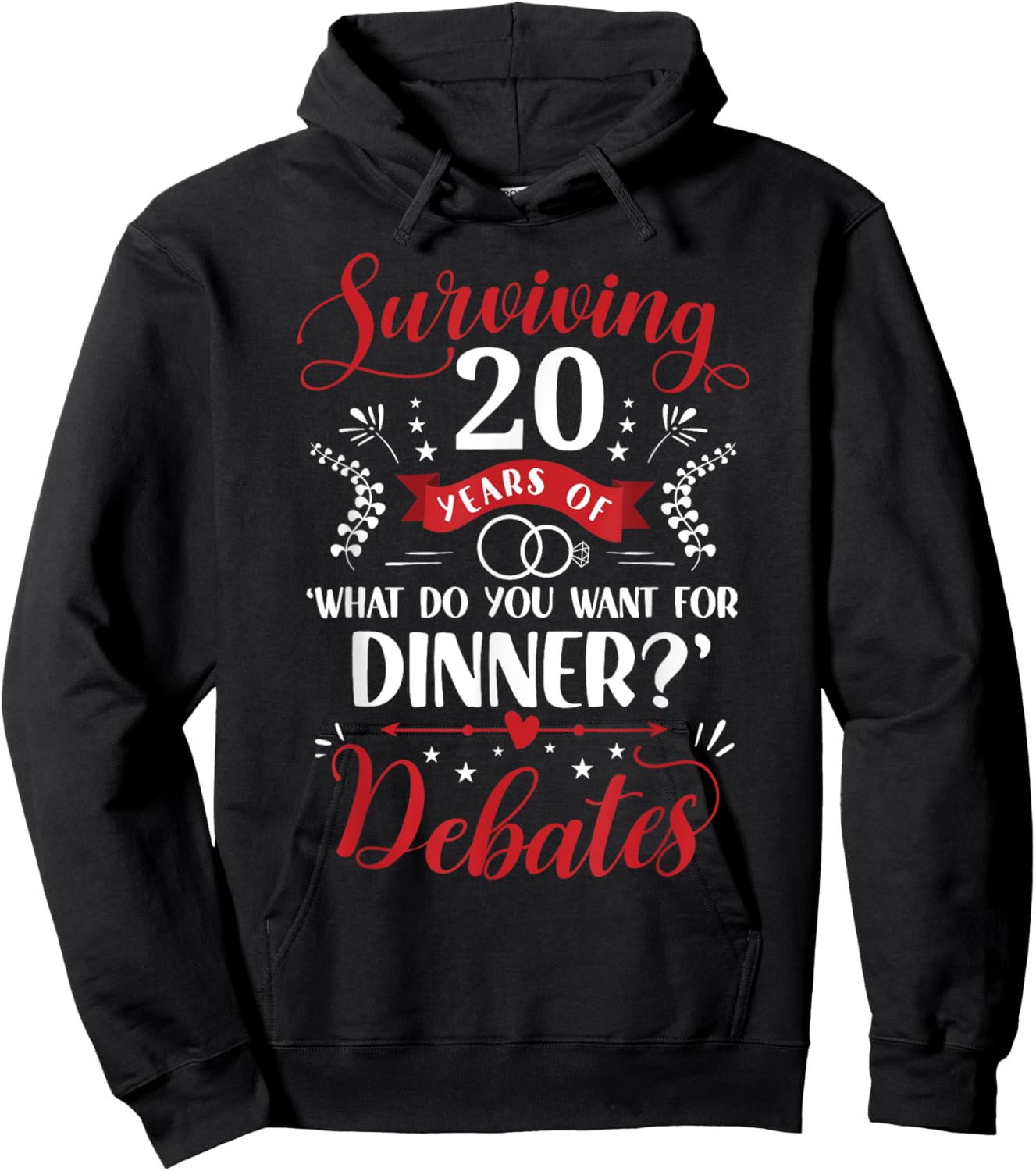 Funny Married Couples Him or Her | 20th Wedding Anniversary Hoodie - Hoodie | Black