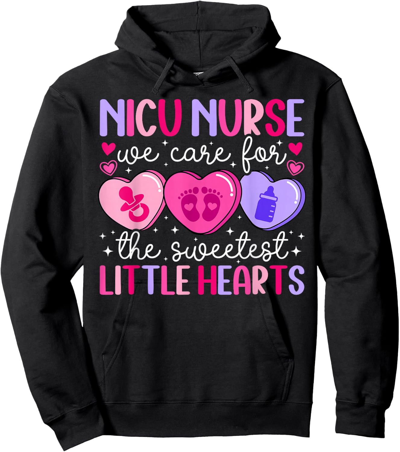 Valentine NICU Nurse Valentines Day NICU Nursing Hoodie - Hoodie | Black