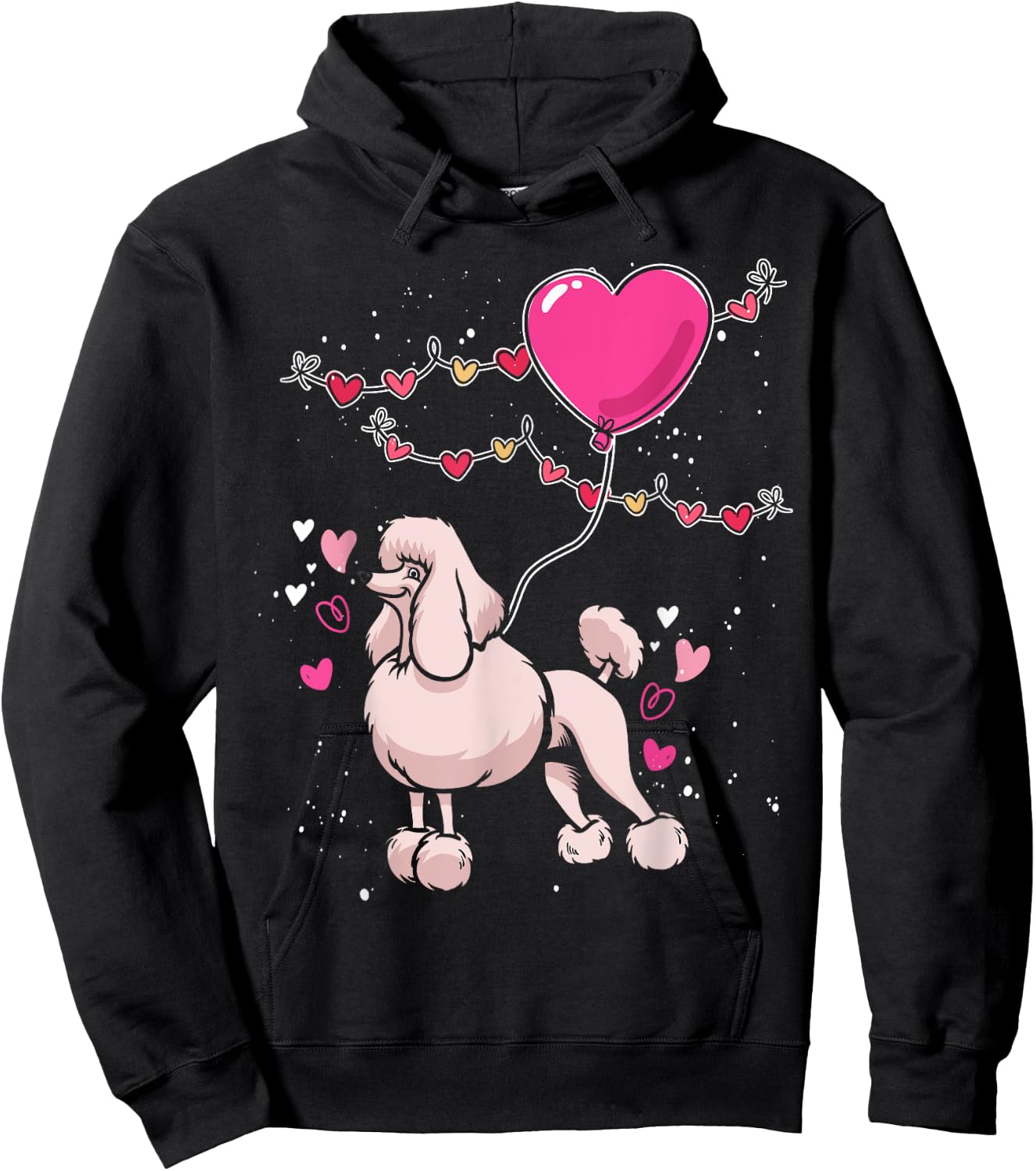 Heart Balloons Poodle Hoodie - Hoodie | Black