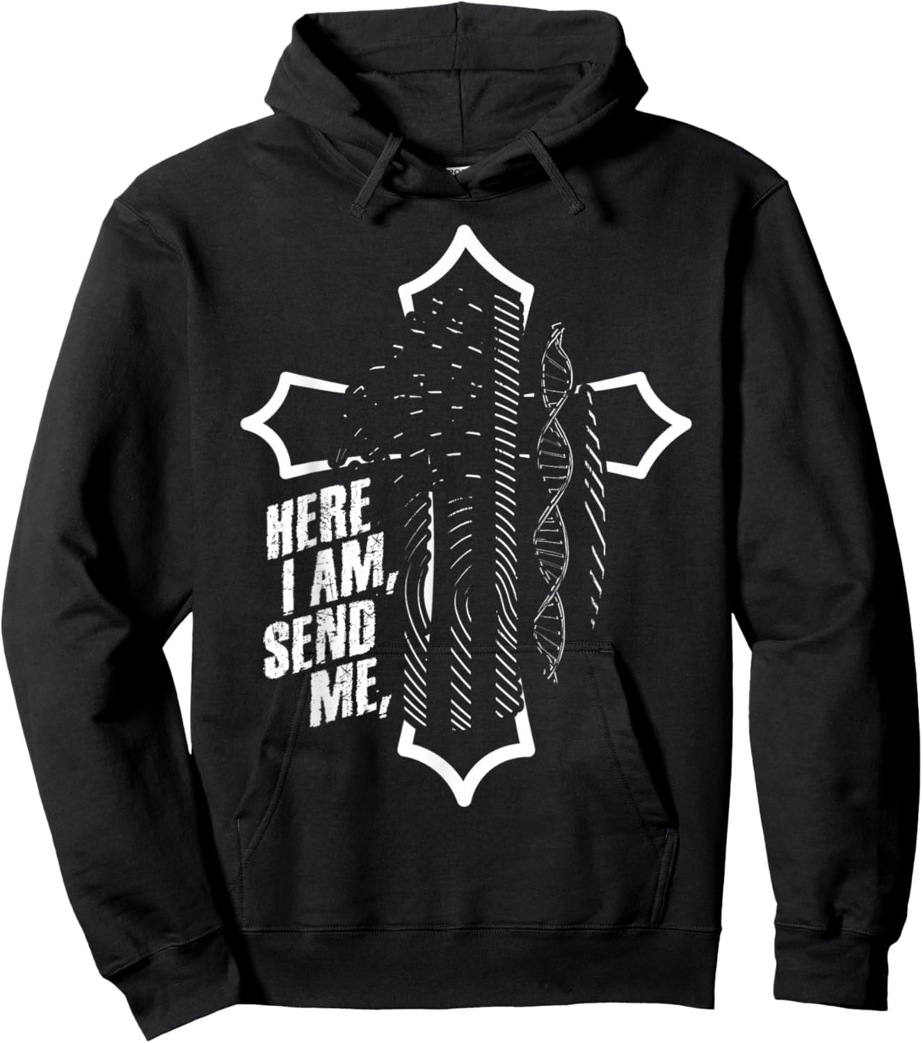 Here I Am Send Me - Isaiah 6:8 Scripture Flag Bible Verse Hoodie - Hoodie | Black