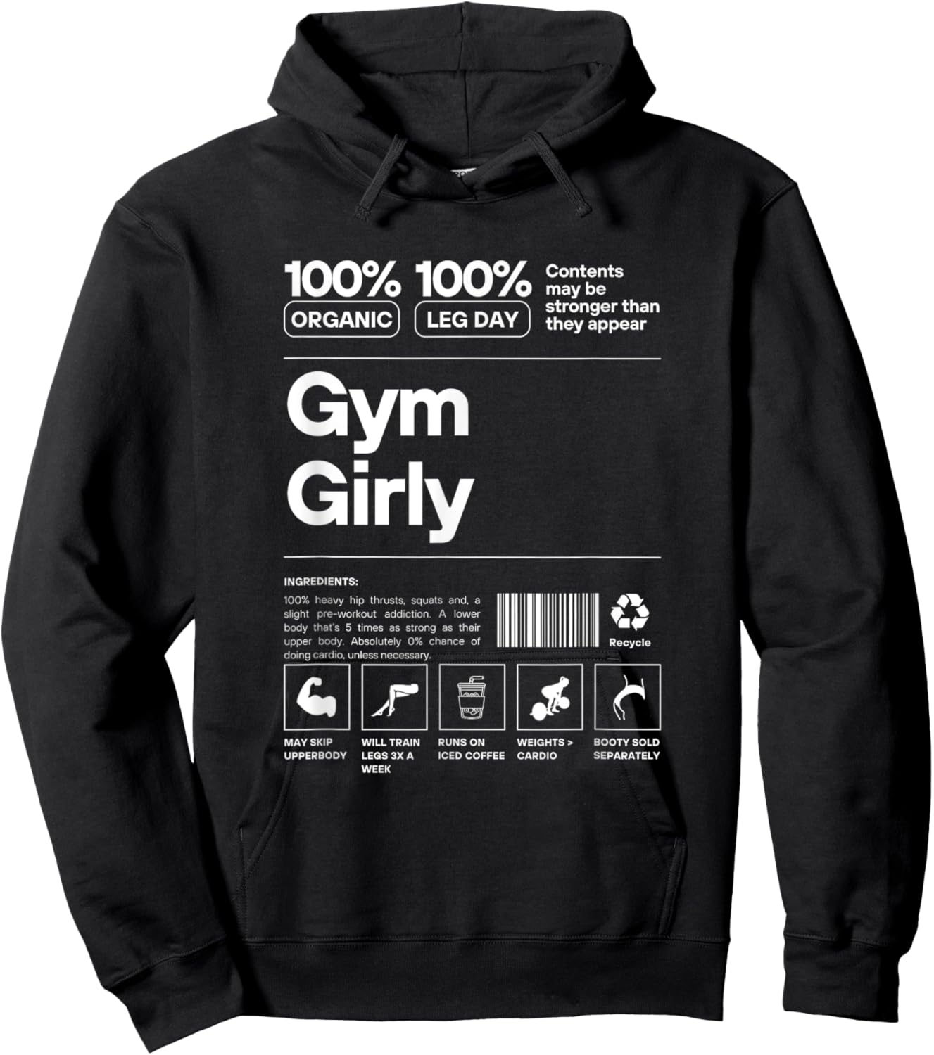 100% Organic Gym Girly - Muscle Mommy Pump Cover Statement Hoodie - Hoodie | Black