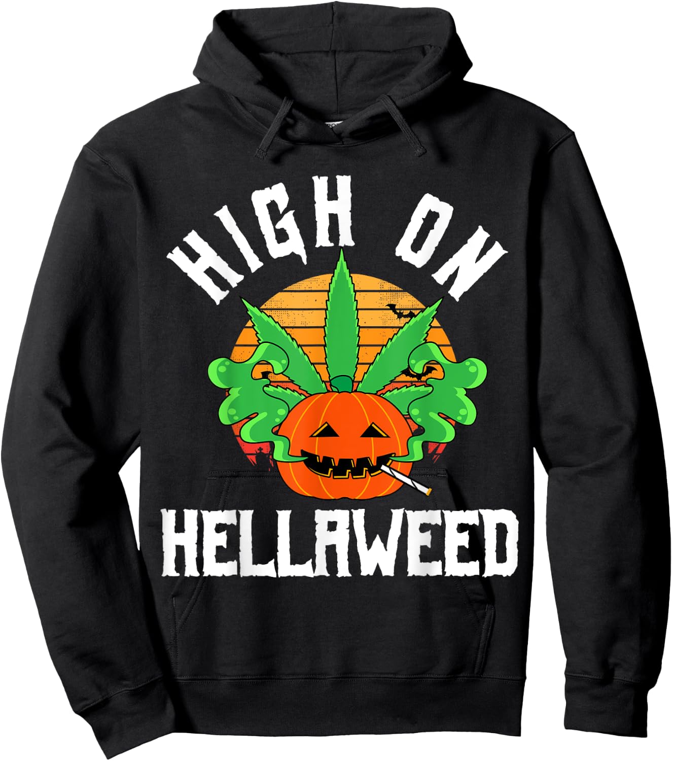 Pumpkin Smoking Weed Costume Retro Funny Halloween Gifts Hoodie - Hoodie | Black