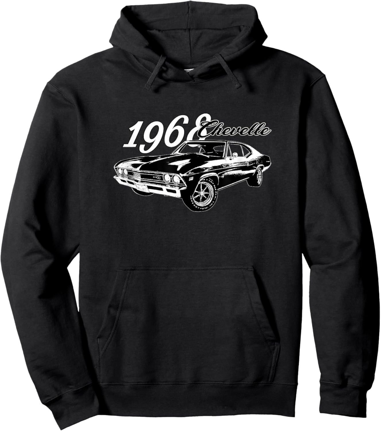 Vintage 1968 Chevelle, Classic American Muscle Car, V8 Hoodie - Hoodie | Black
