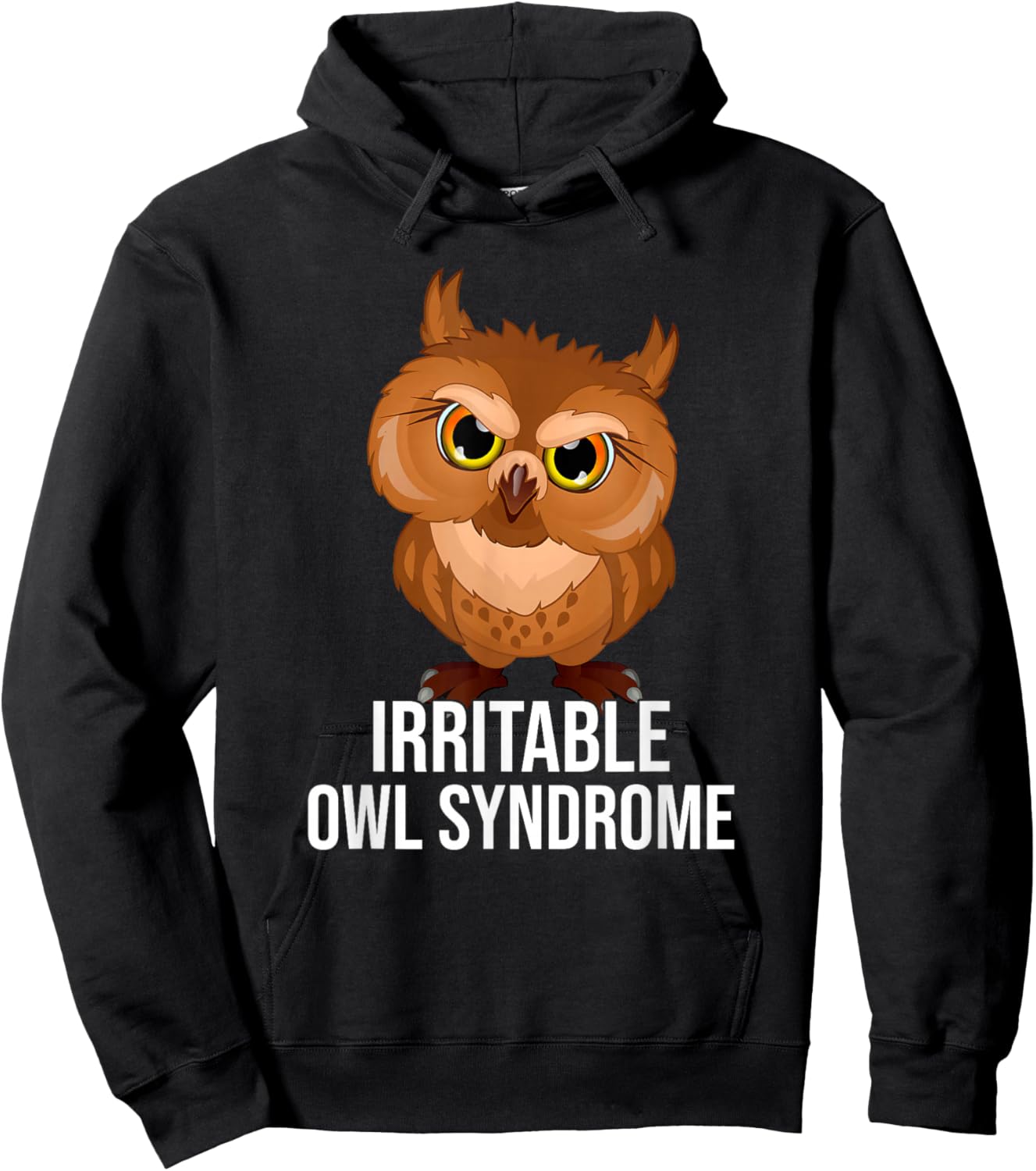 Irritable Owl Syndrome, Funny Owl Pun Hoodie - Hoodie | Black