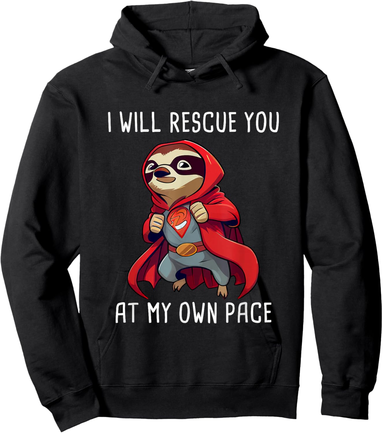 Funny Sloth Superhero Sloth Super Hero Cape Sloth Lover Hoodie - Hoodie | Black