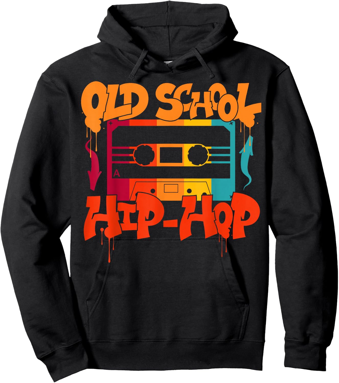 Retro Old School Hip Hop 80s 90s Graffiti Cassette Hoodie - Hoodie | Black