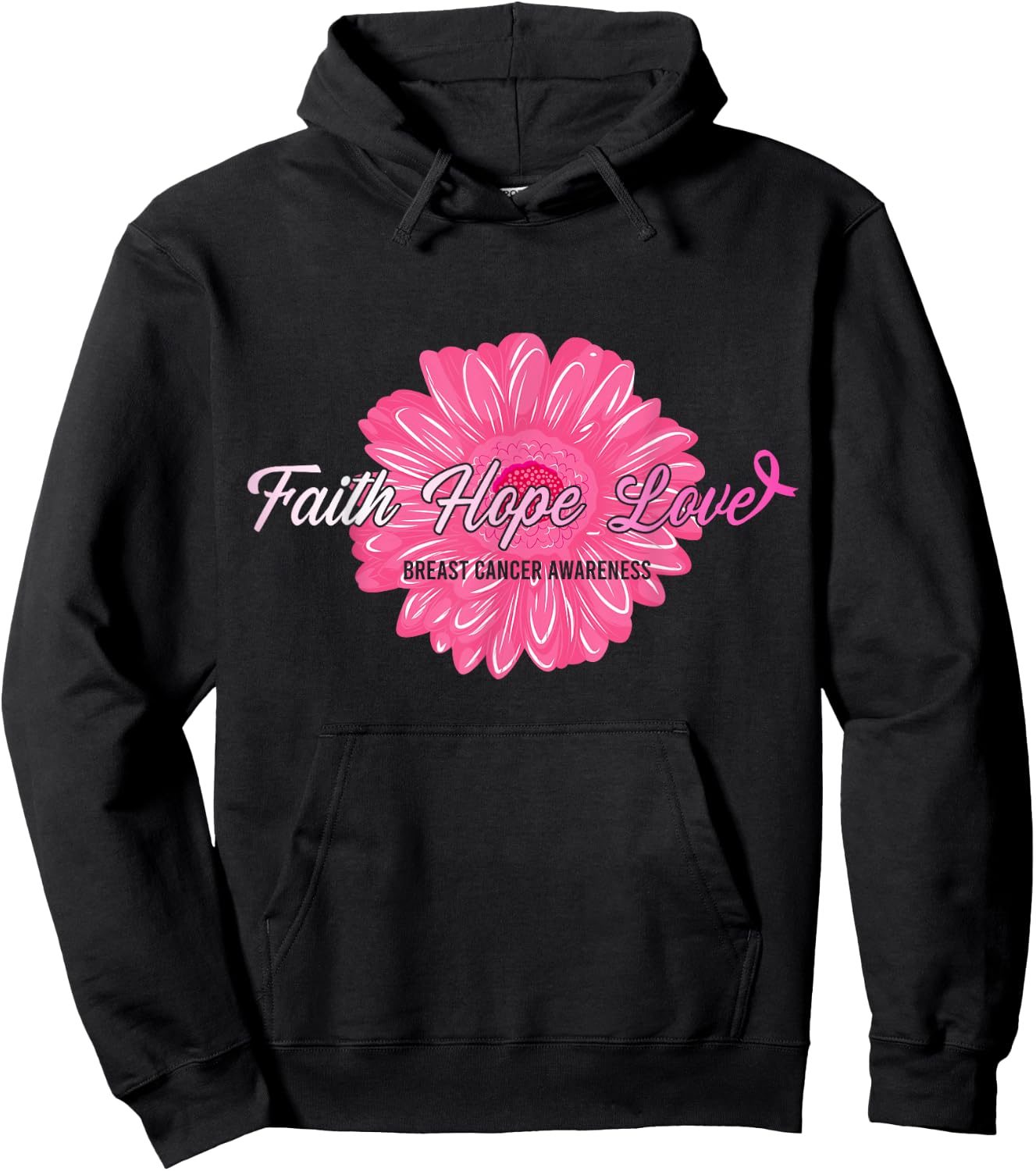 Faith Hope Love Inspirational Breast Cancer Awareness Gifts Hoodie - Hoodie | Black