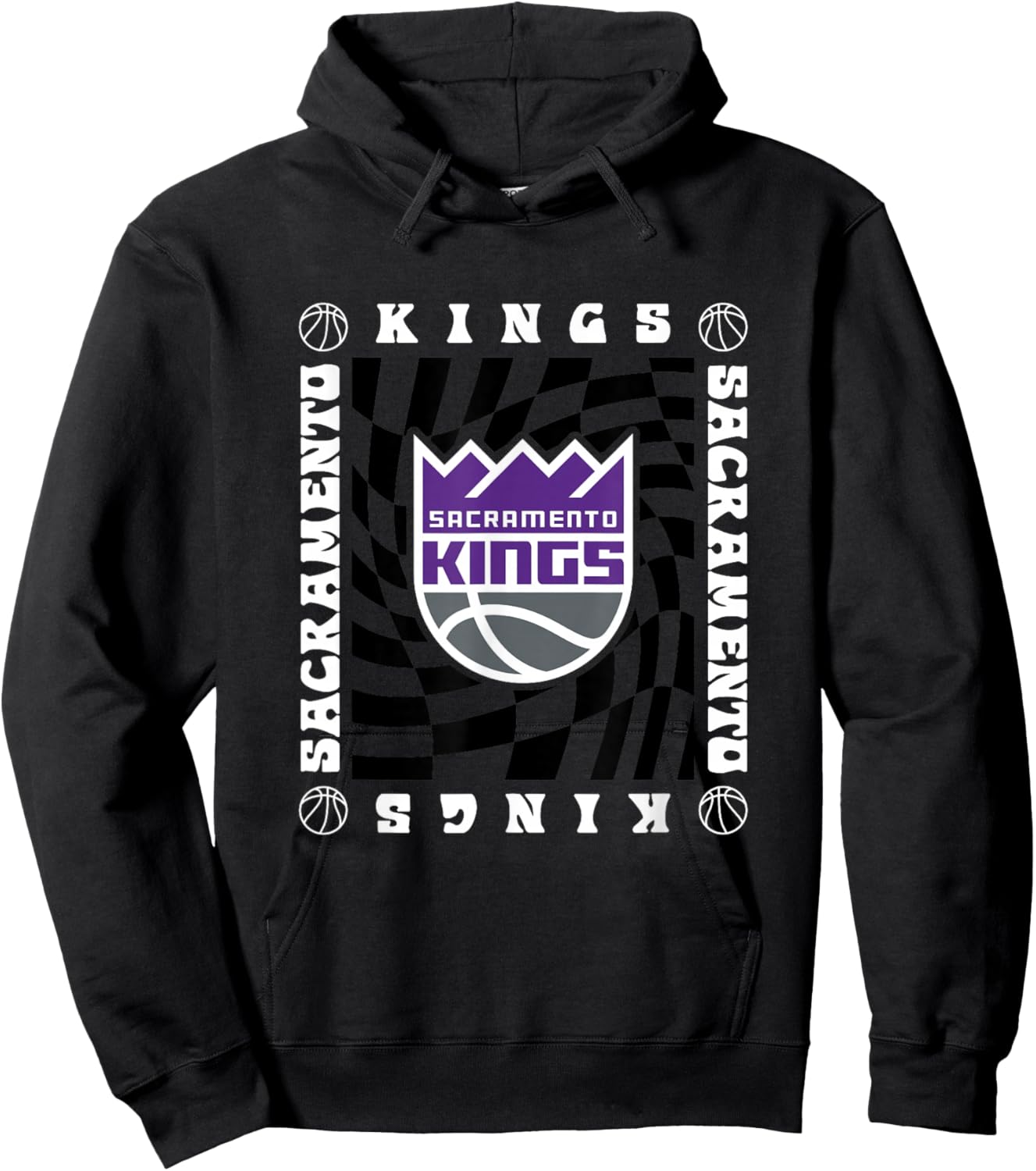NBA Sacramento Kings Retro Checkerboard Wave Hoodie - Hoodie | Black