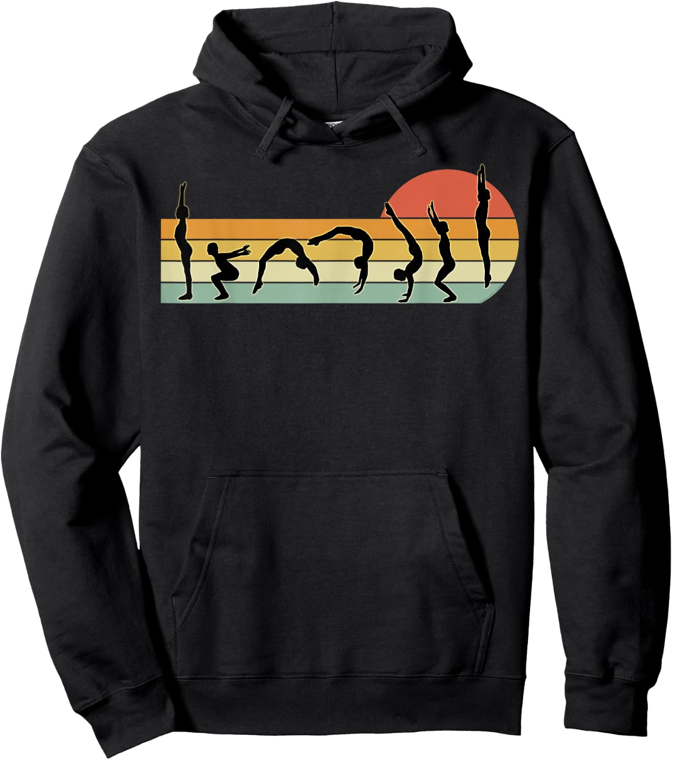 Cool Gymnasts Retro Sunset Girls Gymnastics Hoodie - Hoodie | Black