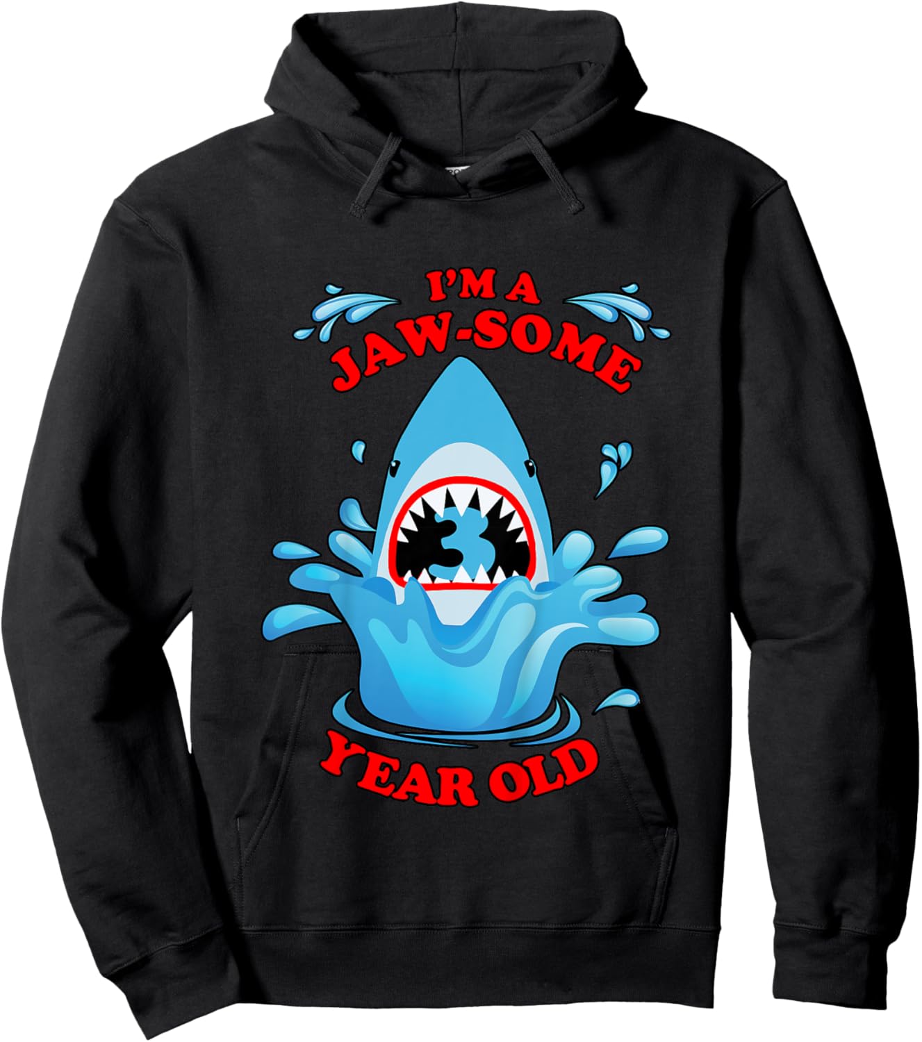 3rd Birthday Party for Shark Lover I'm a Jawsome 3 Year Old Hoodie - Hoodie | Black