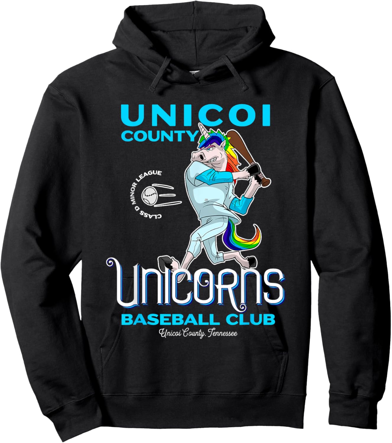 Unicoi County Unicorns Minor League Baseball Team Hoodie - Hoodie | Black