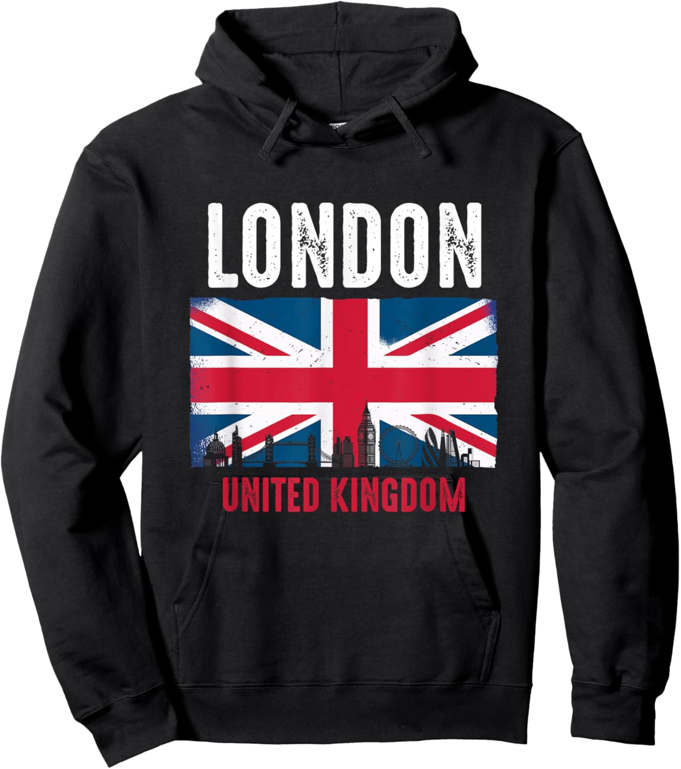 London England United Kingdom Flag Vintage UK British City Hoodie - Hoodie | Black