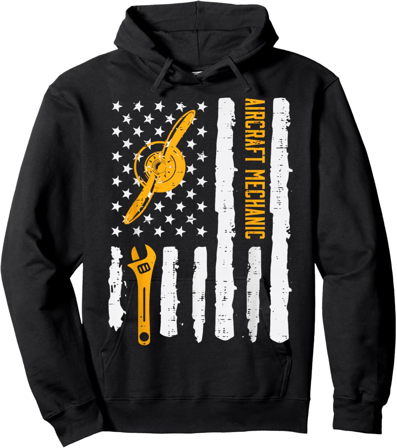 Aircraft Mechanic US Flag 4th Of July Patriot Men Women Kids Hoodie - Hoodie | Black