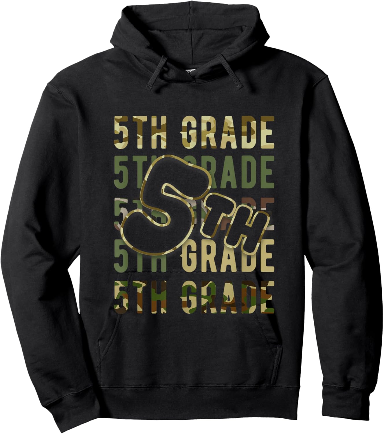 Camo Team 5th Grade Squad Back To School Teacher Kids Boys Hoodie - Hoodie | Black