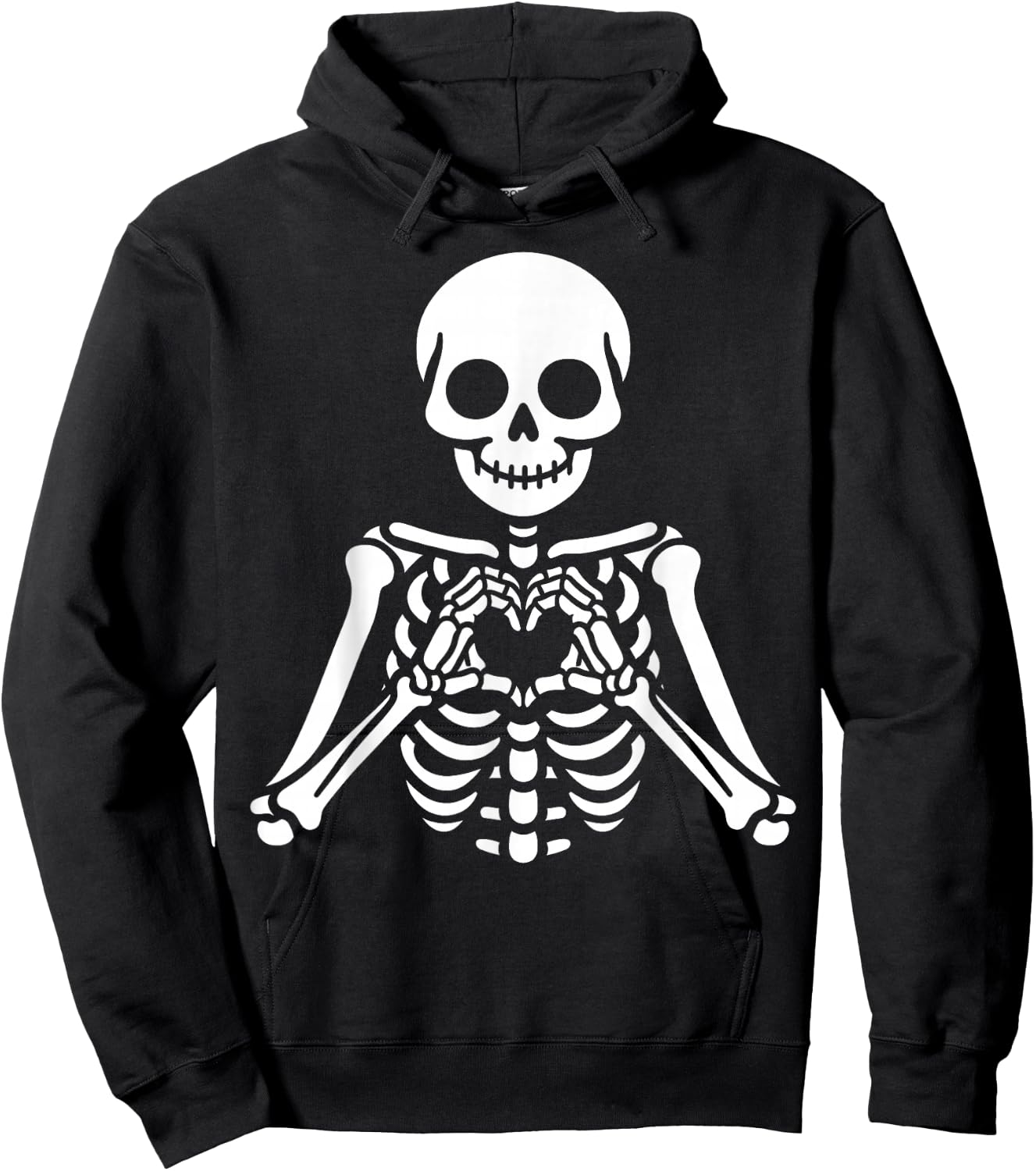 Skeleton Hands Heart Sign Retro Halloween Skeleton Hand Sign Hoodie - Hoodie | Black