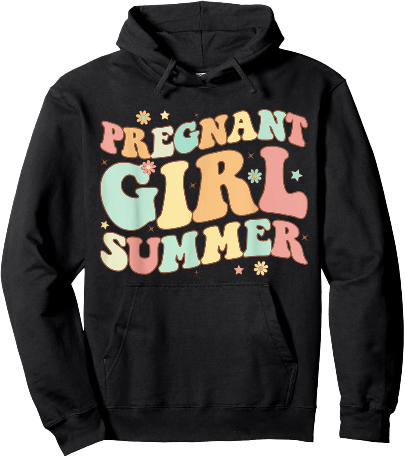 Groovy Pregnancy Reveal Pregnant Girl Summer Baby Shower Hoodie - Hoodie | Black