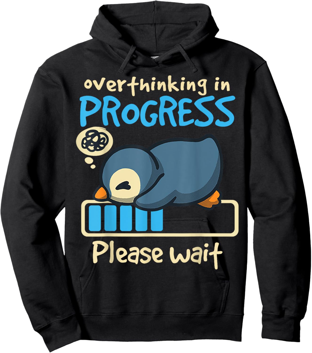 Penguin Overthinking In Progress Hoodie - Hoodie | Black