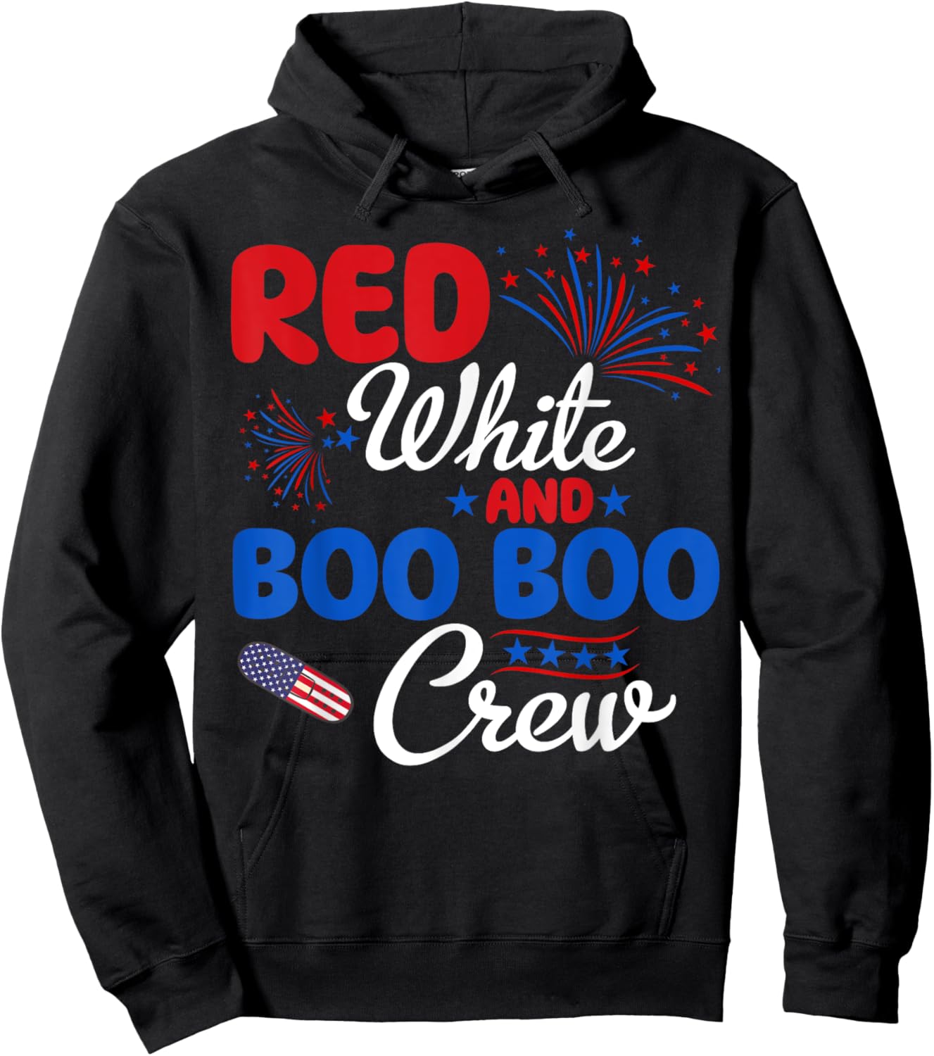 Red White And Boo Boo Crew 4th Of July Nurse Nursing Men Hoodie - Hoodie | Black