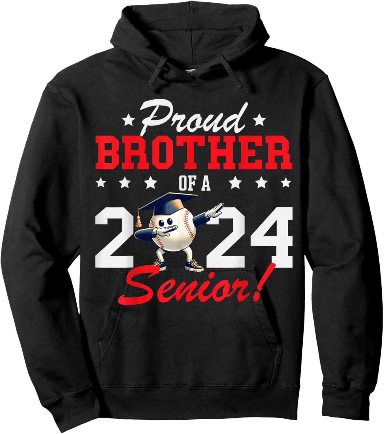 Graduation Proud Brother Of A 2024 Senior Baseball Player Hoodie - Hoodie | Black