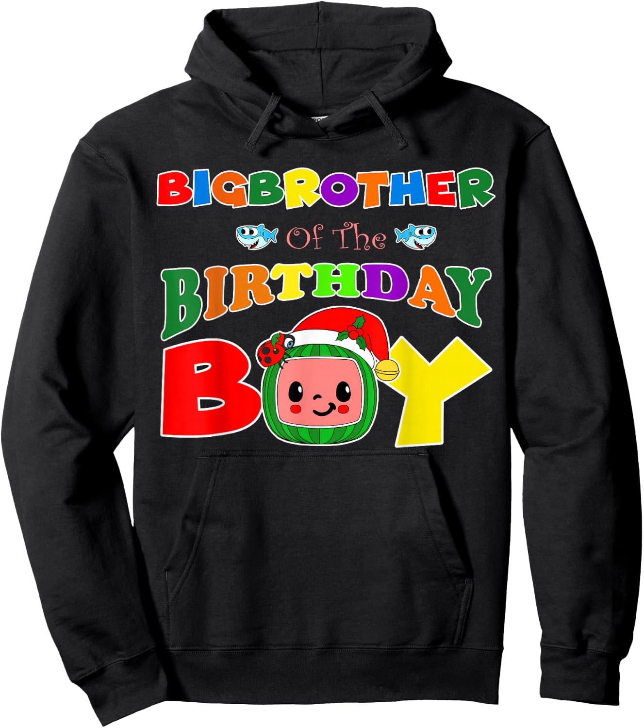Big Brother Of The Birthday Boy Funny Melon Family Matching Hoodie - Hoodie | Black