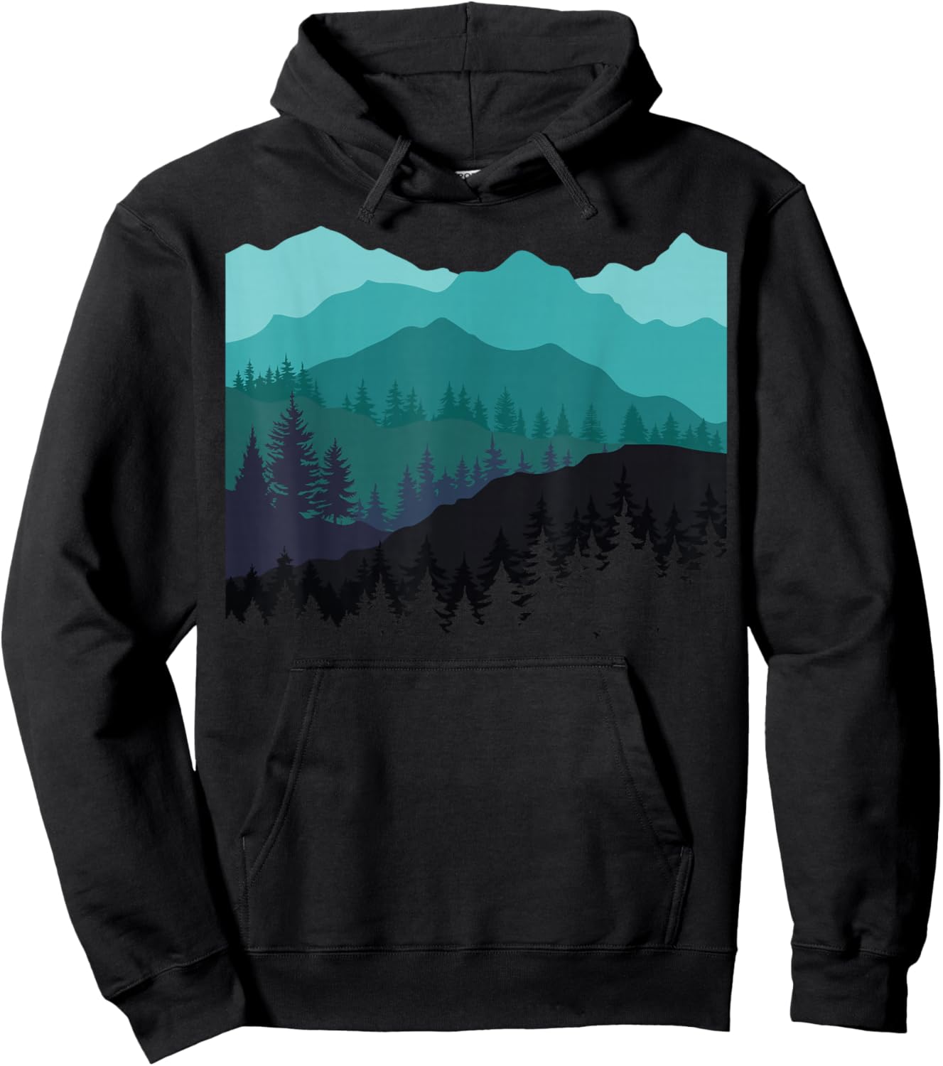 Timeless Mountain, Nature Trees and Forest Hoodie - Hoodie | Black
