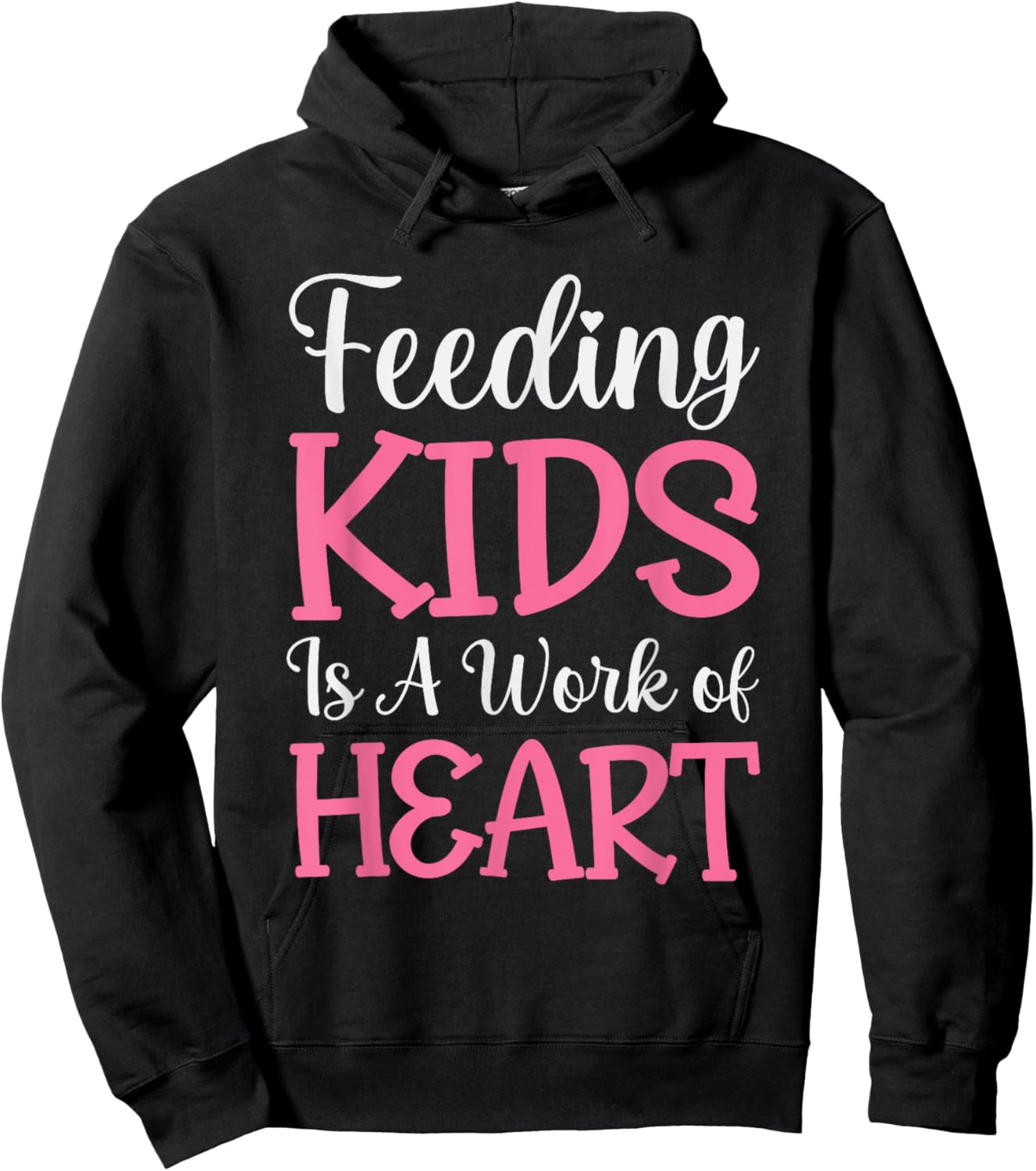 Feeding Kids is a Work of Heart Cafeteria School Lunch Lady Hoodie - Hoodie | Black