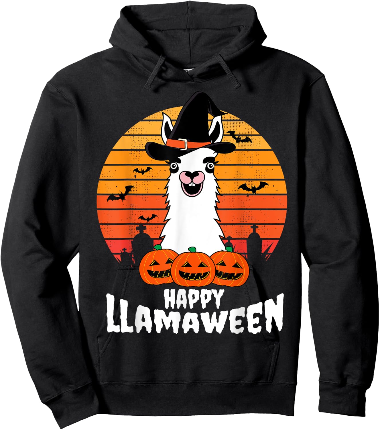 Happy Llamaween Llama Witch Costume Easy Halloween Gifts Hoodie - Hoodie | Black
