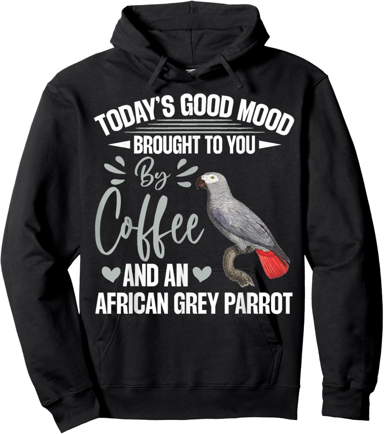Parrot African Grey Clothing Black African Grey Parrot Themed Men's Hoodie - Hoodie | Black