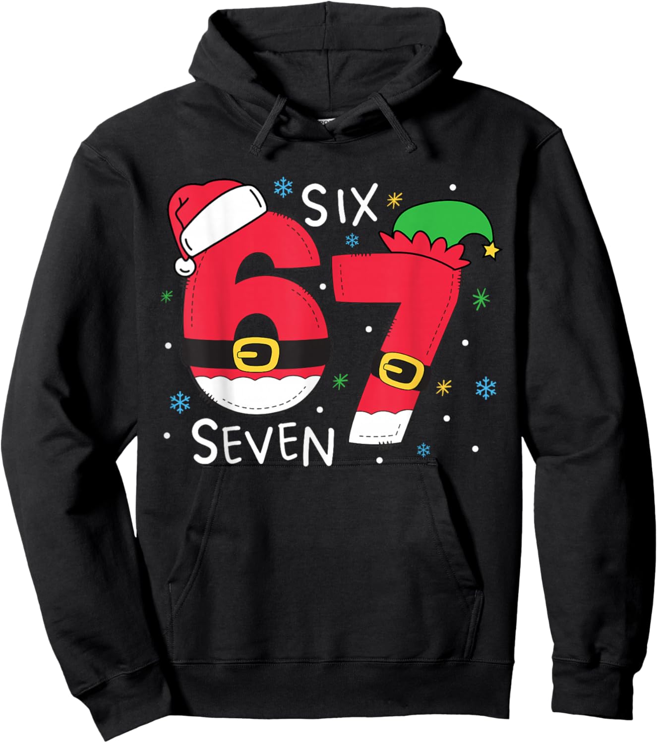 67 Meme Six Seven Christmas Kids Women Men Boys Girls Hoodie - Hoodie | Black