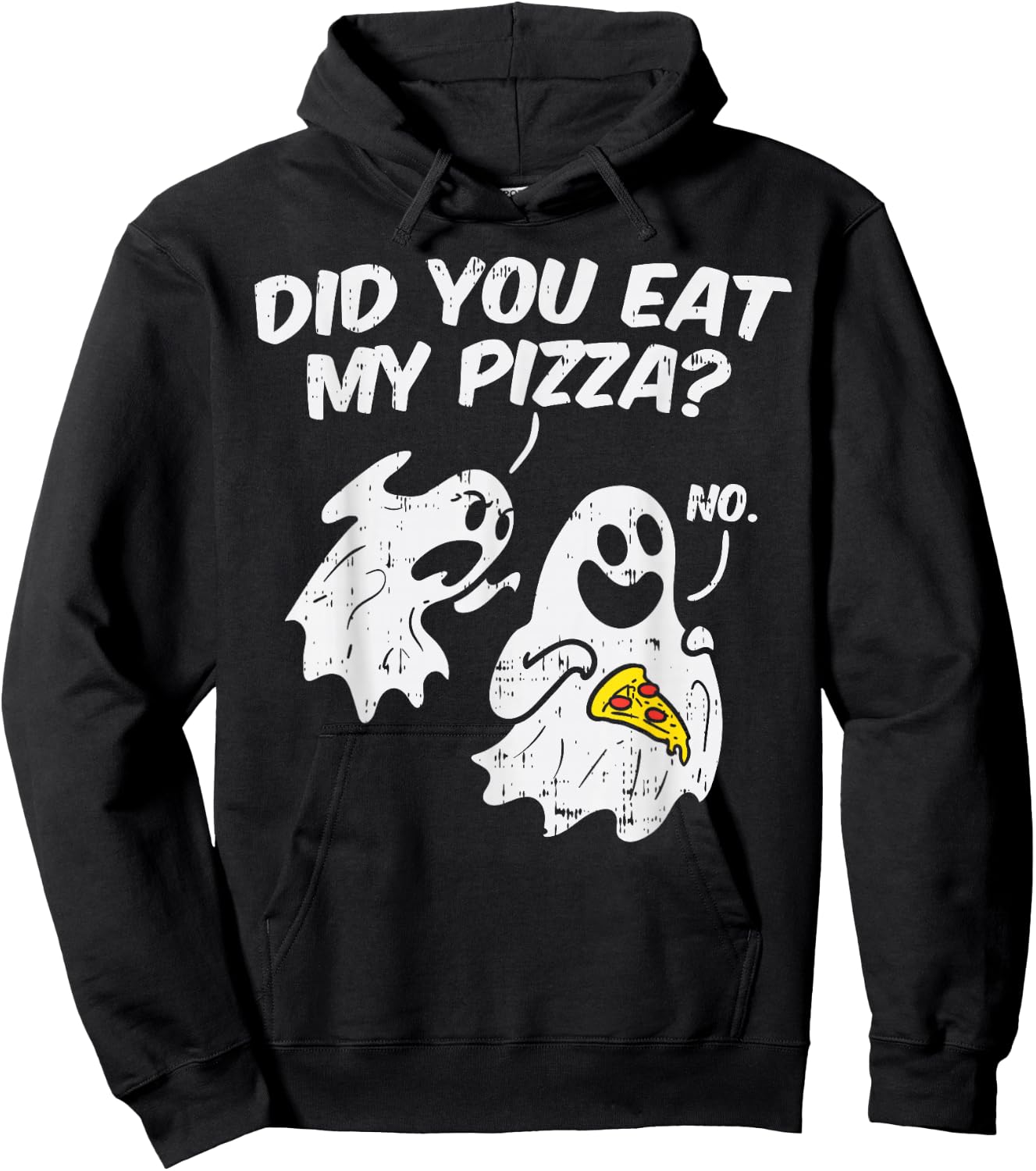 Did You Eat My Pizza Funny Ghosts Pun Halloween Costume Gift Hoodie - Hoodie | Black