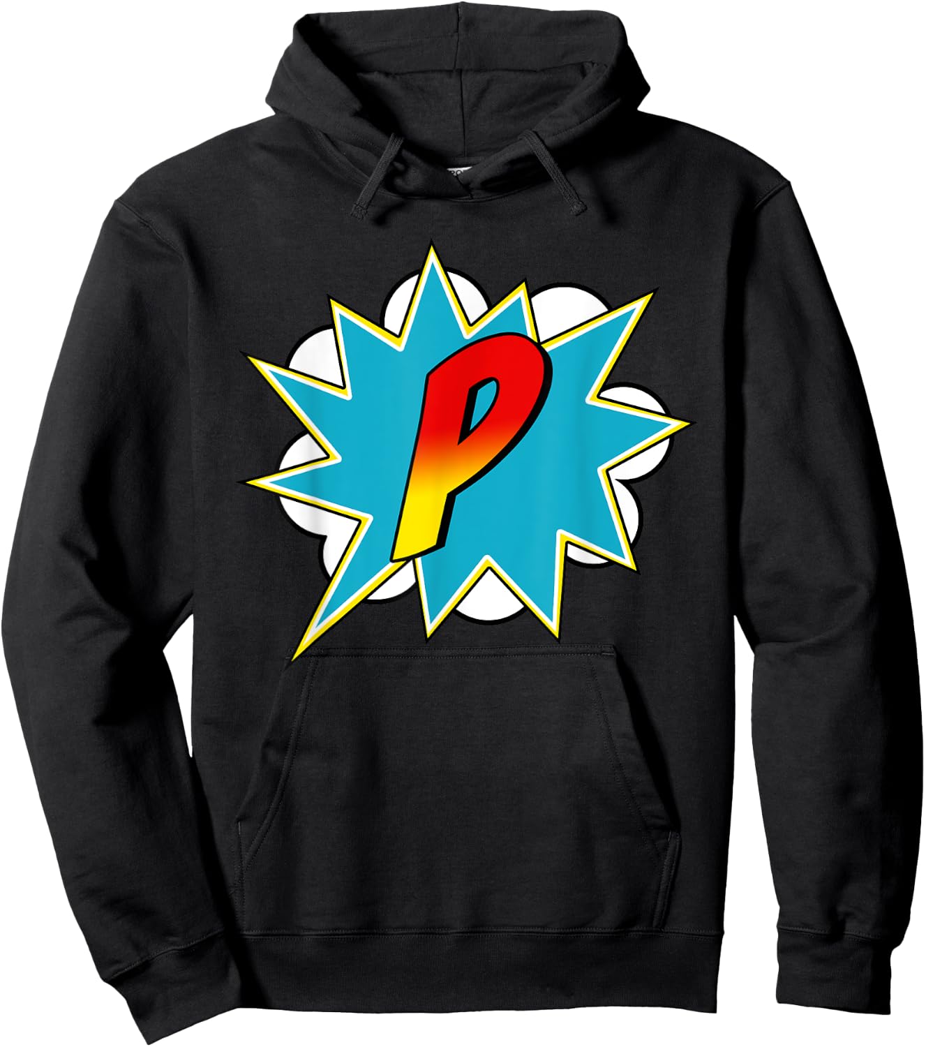 Letter P Superhero Name Comic Letter Retro Costume Hoodie - Hoodie | Black
