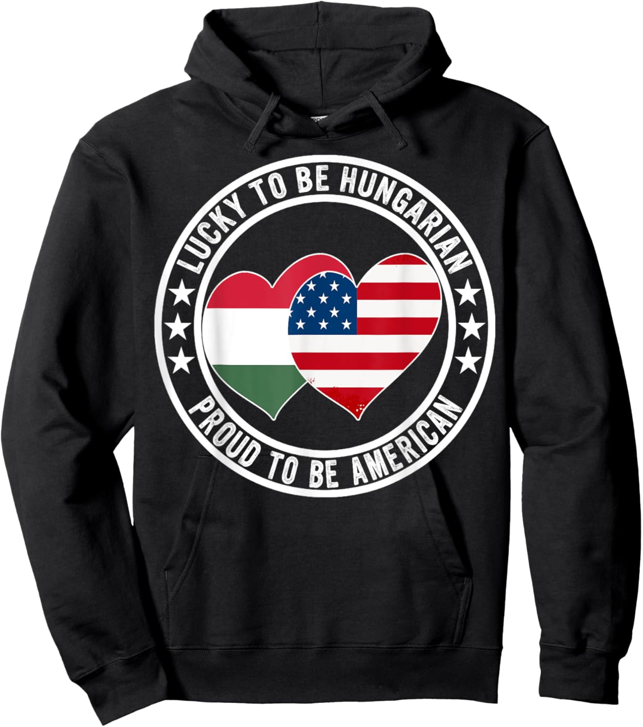Lucky To Be Hungarian Proud To Be American Hungary USA Flag Hoodie - Hoodie | Black