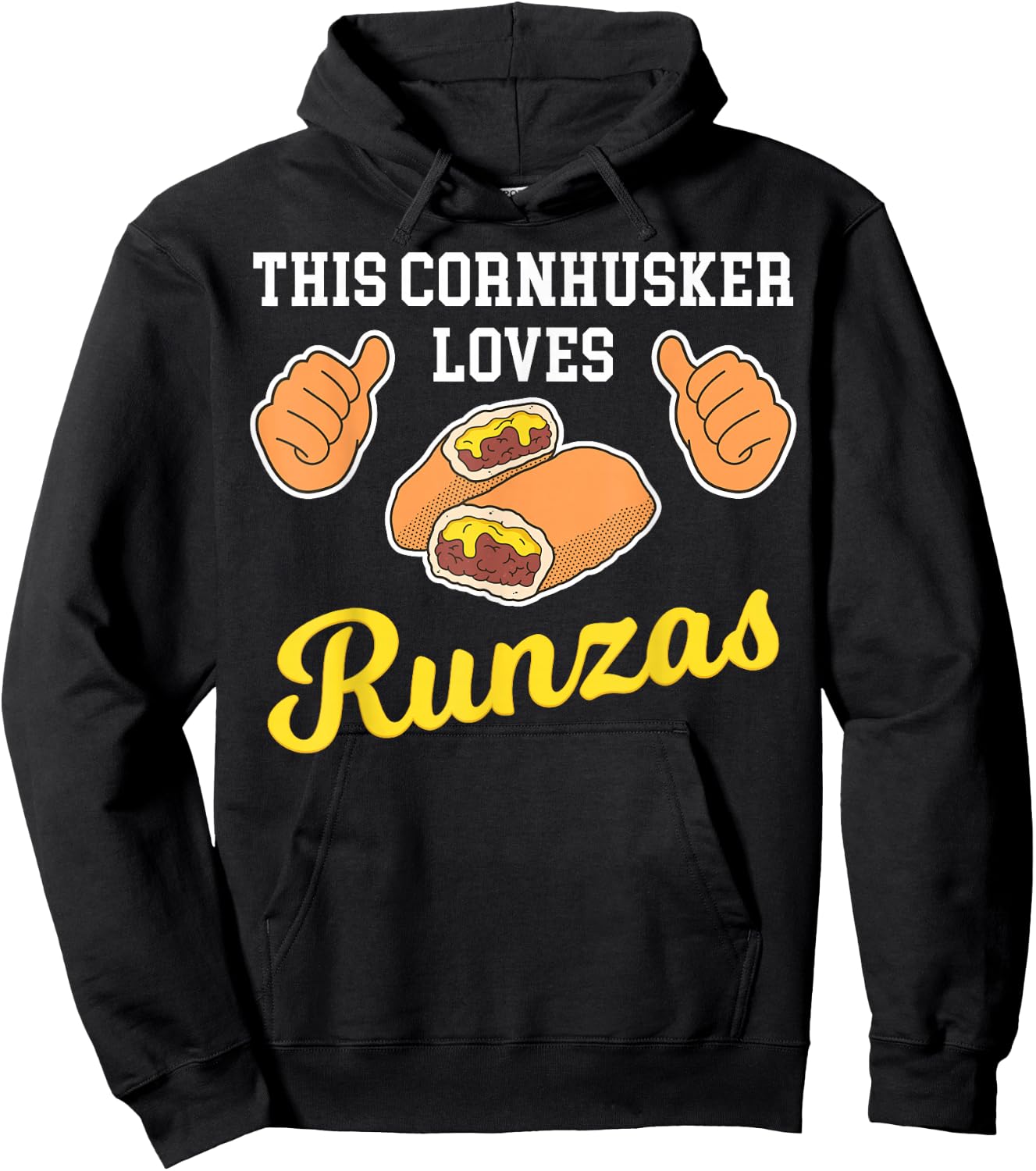 Thumbs Nebraska Sandwich Runza Hoodie - Hoodie | Black