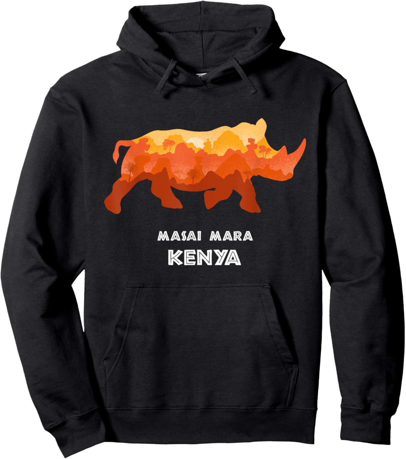 Masai Mara, Kenya Safari National Park Game Reserve Rhino Hoodie - Hoodie | Black