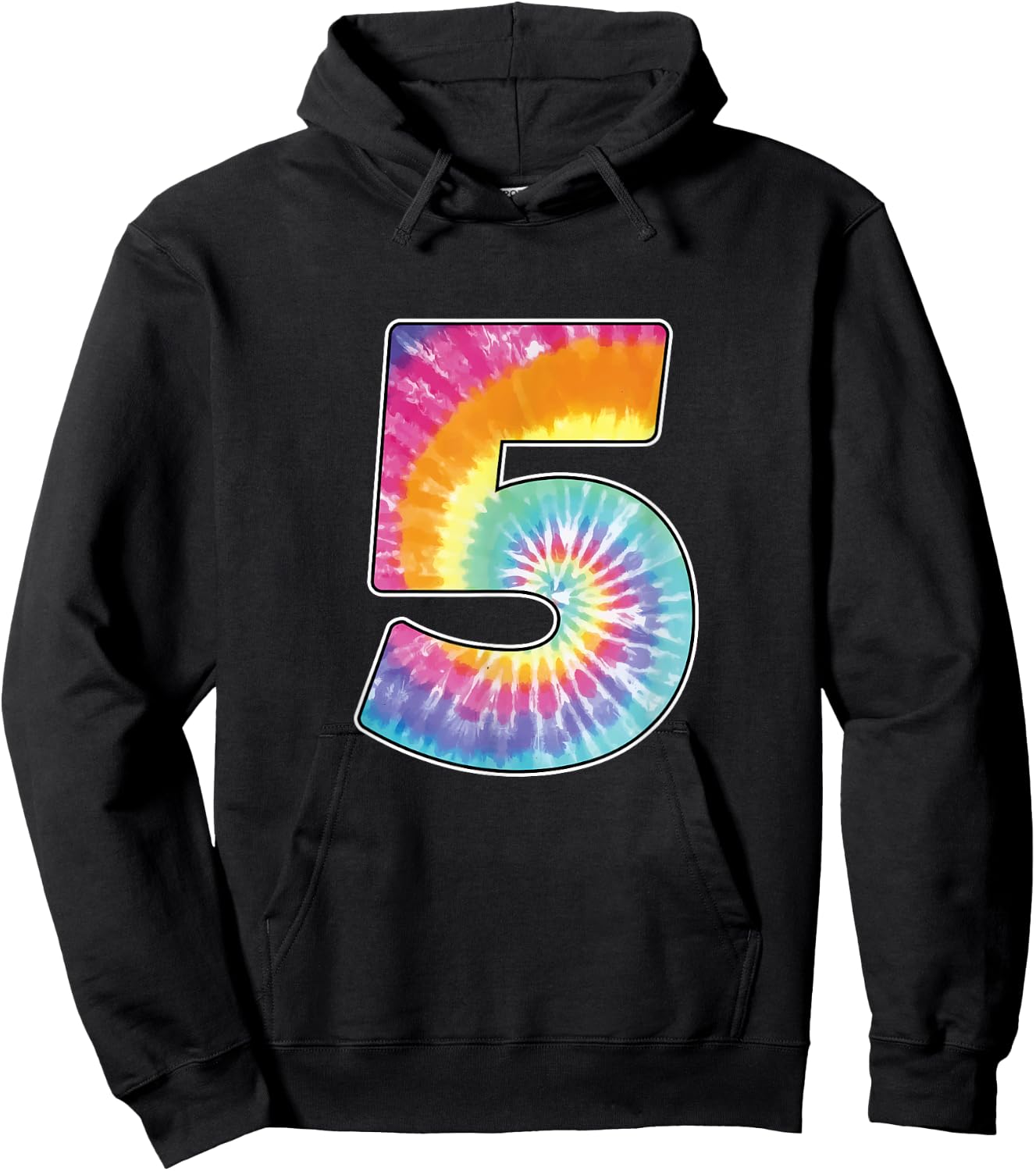 Number 5 Team Event Shirt or Age 5 Birthday Tie Dye Gift Hoodie - Hoodie | Black