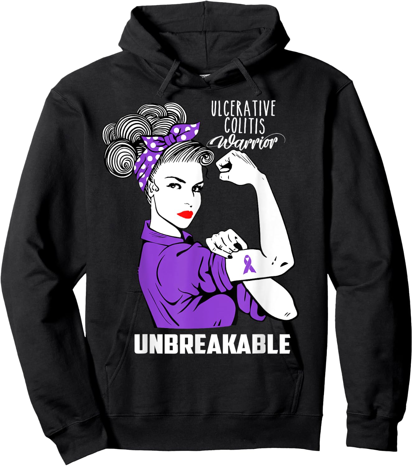 Ulcerative Colitis Warrior Unbreakable Shirt Awareness Gift Hoodie - Hoodie | Black