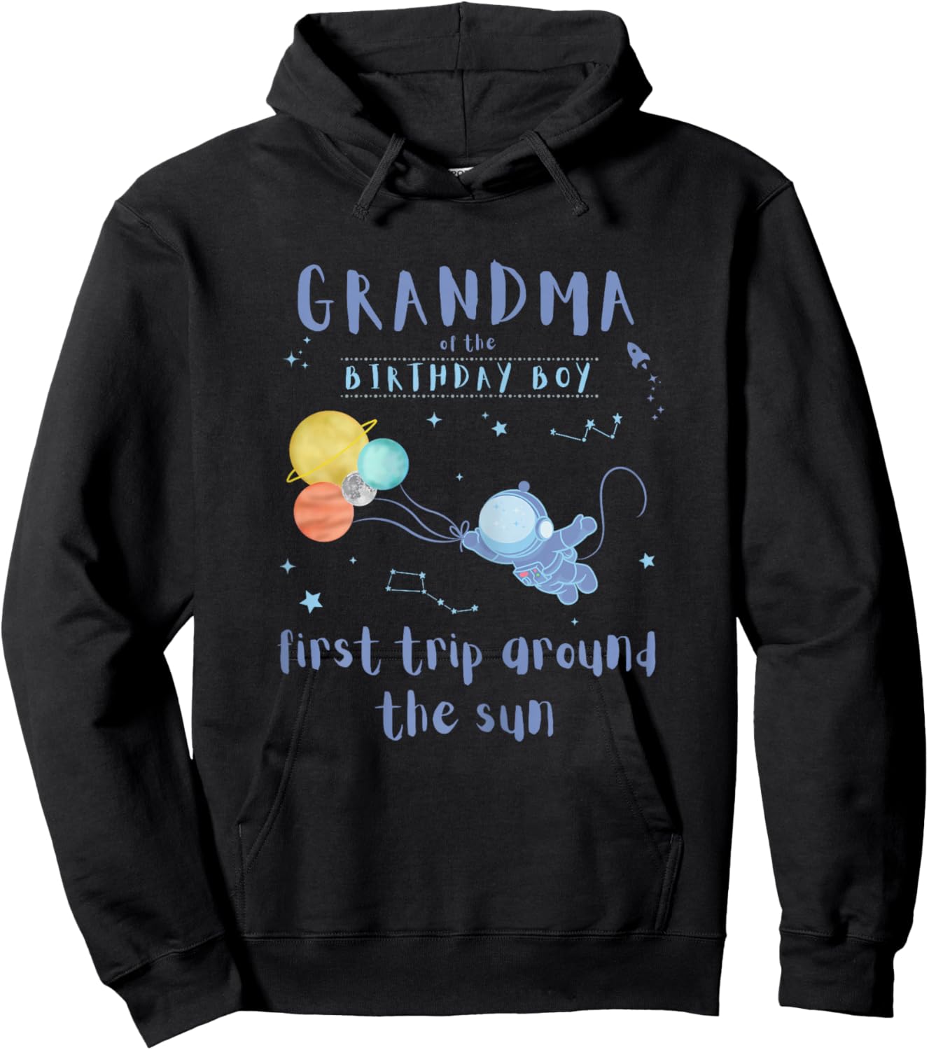 Grandma 1st Birthday First Trip Around The Sun Space Bday Hoodie - Hoodie | Black