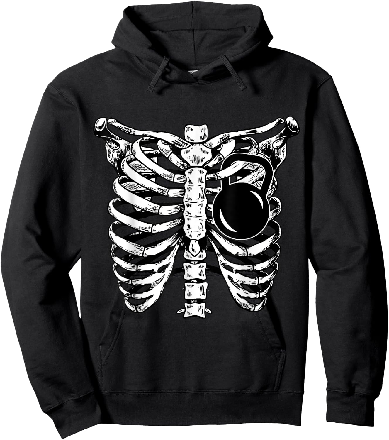 KettleBell Heart Rib Cage Workout Funny Fitness Lover Gift Hoodie - Hoodie | Black