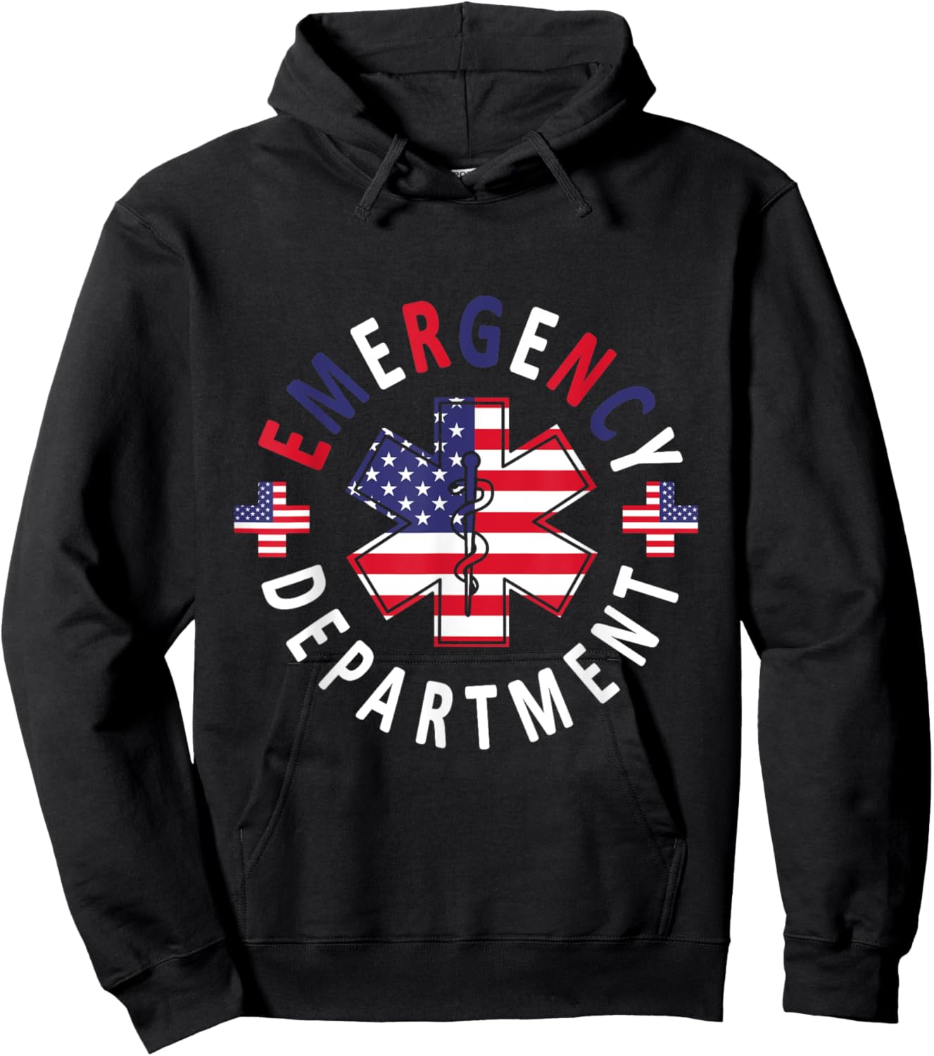 Emergency Department 4th of July USA Emergency Room Nurse Hoodie - Hoodie | Black