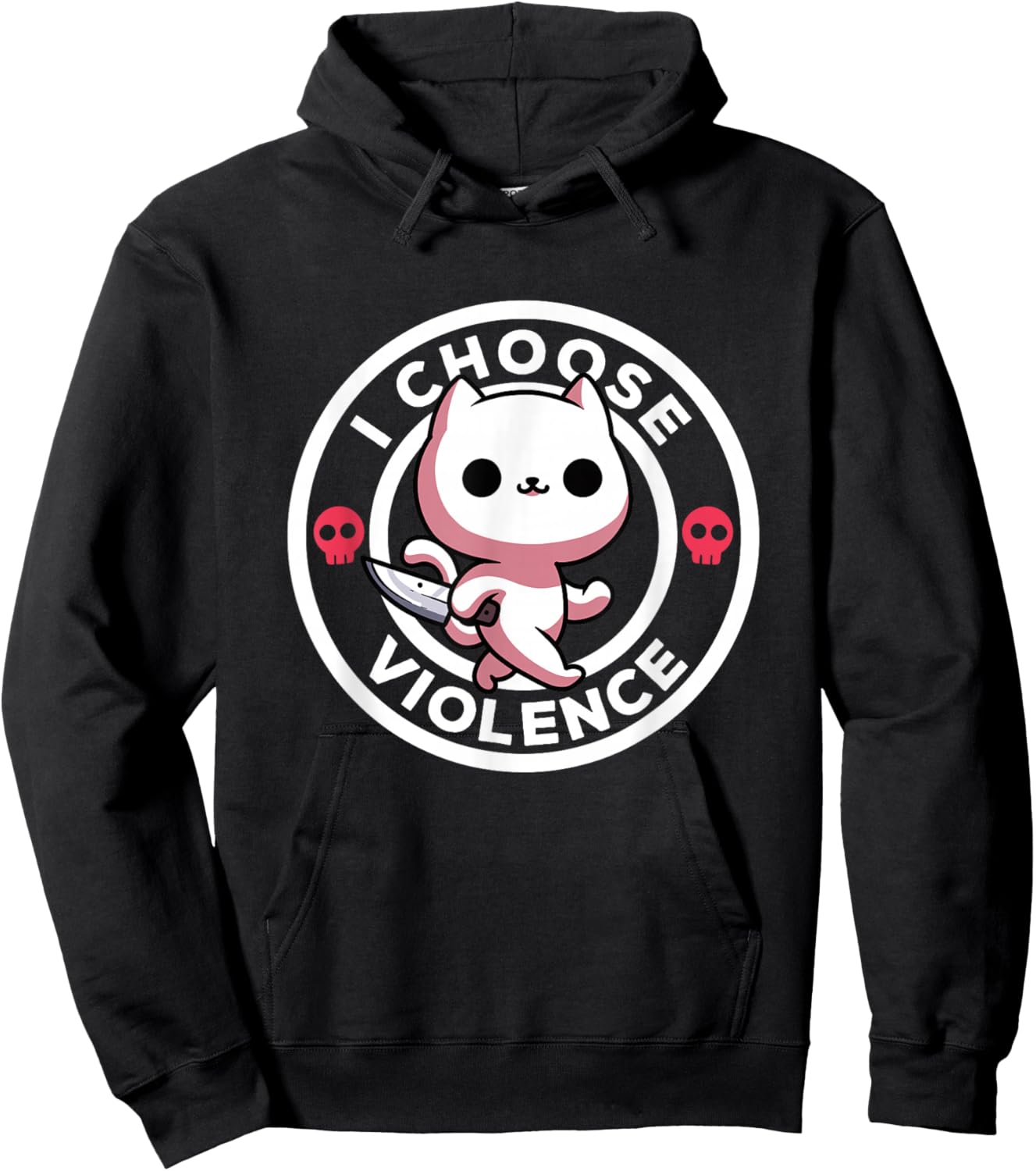 I Choose Violence Today Cat Irony And Sarcasm Funny Cat Hoodie - Hoodie | Black