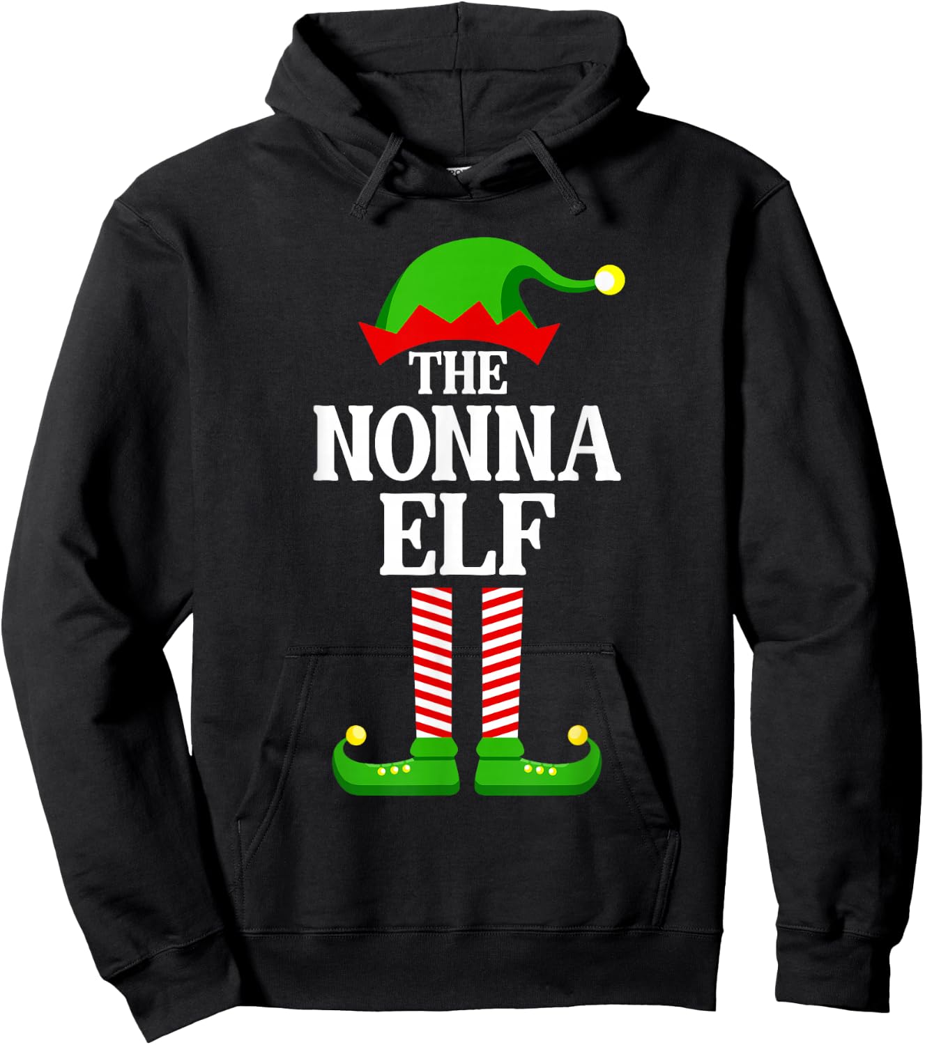 Nonna Elf Family Matching Group Funny Christmas Hoodie - Hoodie | Black