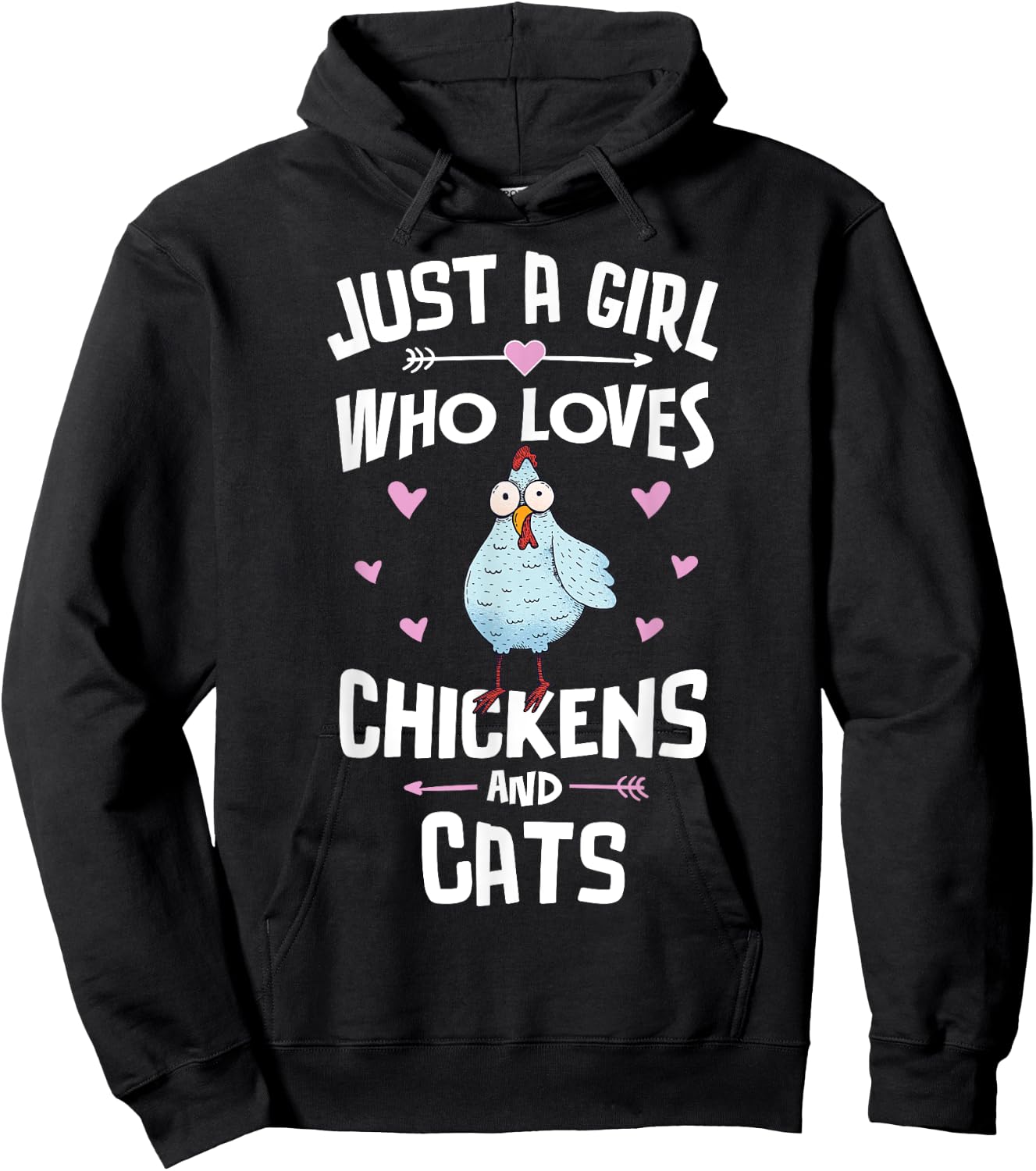 Just A Girl Who Loves Chickens And Cats Gift Women Hoodie - Hoodie | Black