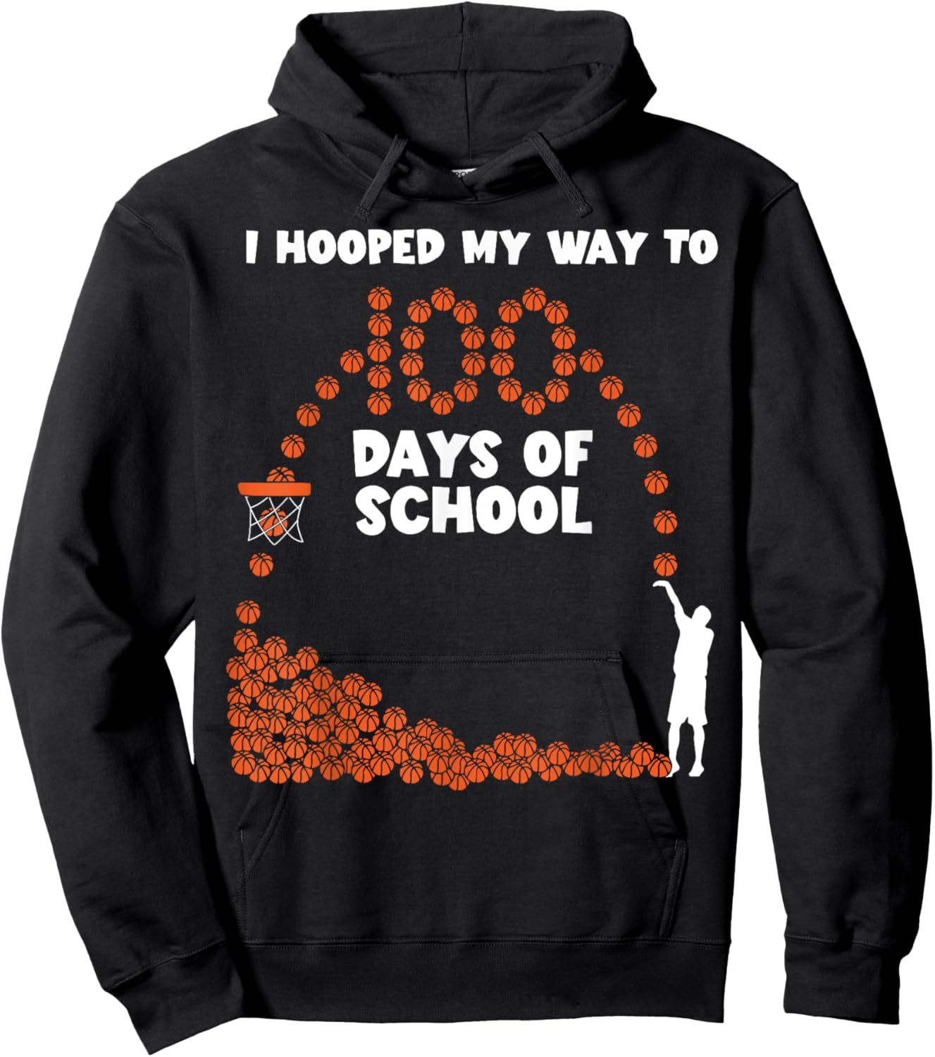 Hooped My Way 100 Days School Basketball 100th Day Boys Kids Hoodie - Hoodie | Black