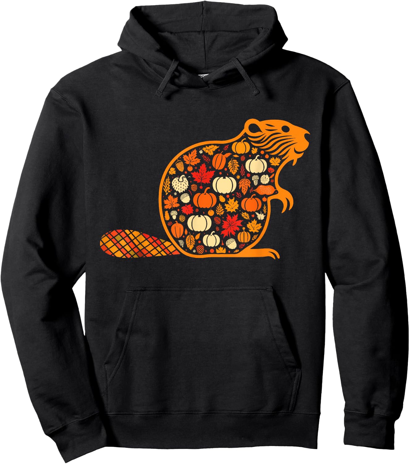 Autumn Pumpkin Fall Beaver Thanksgiving Kids Hoodie - Hoodie | Black
