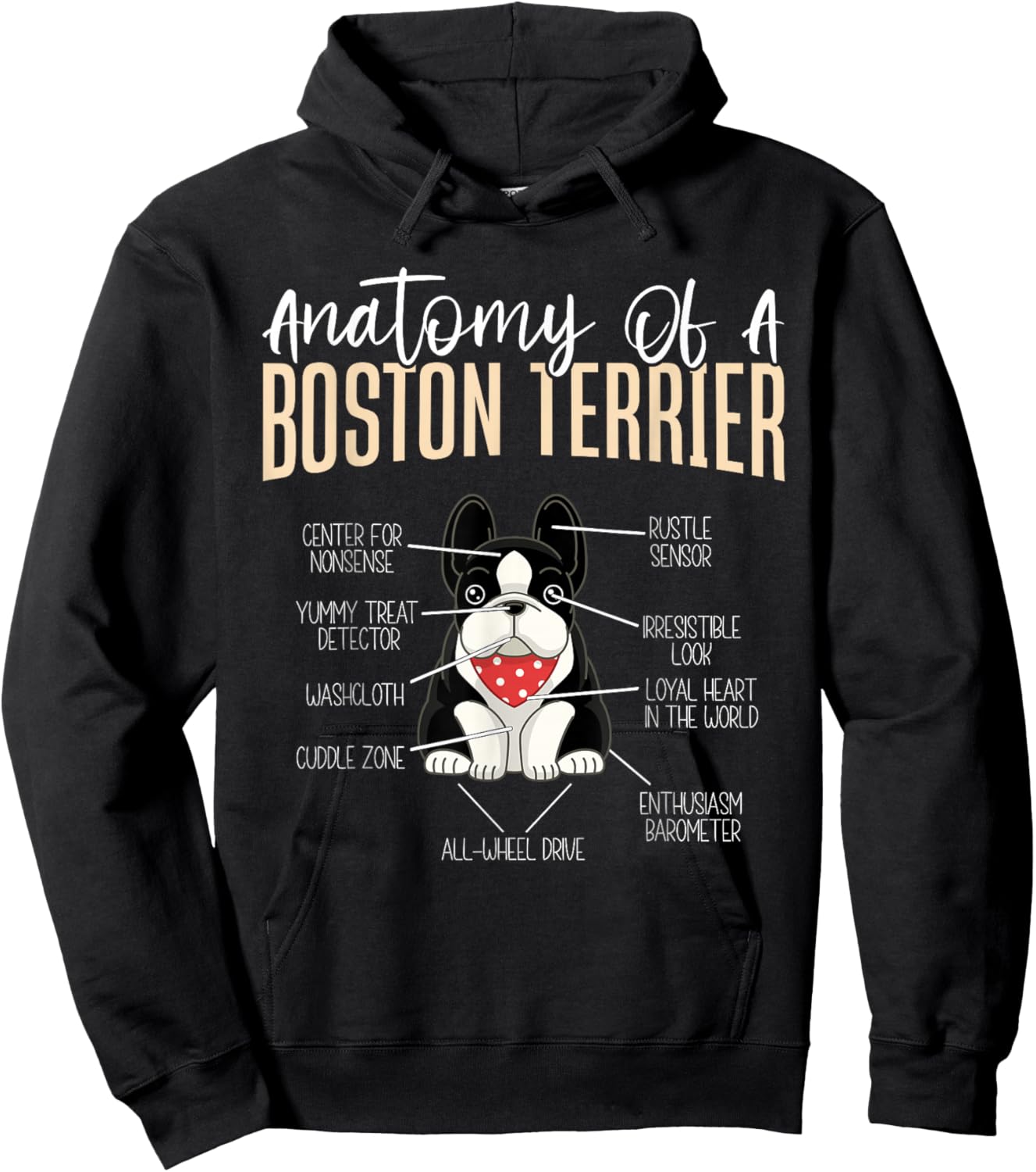 Anatomy Of A Boston Terrier Hoodie - Hoodie | Black