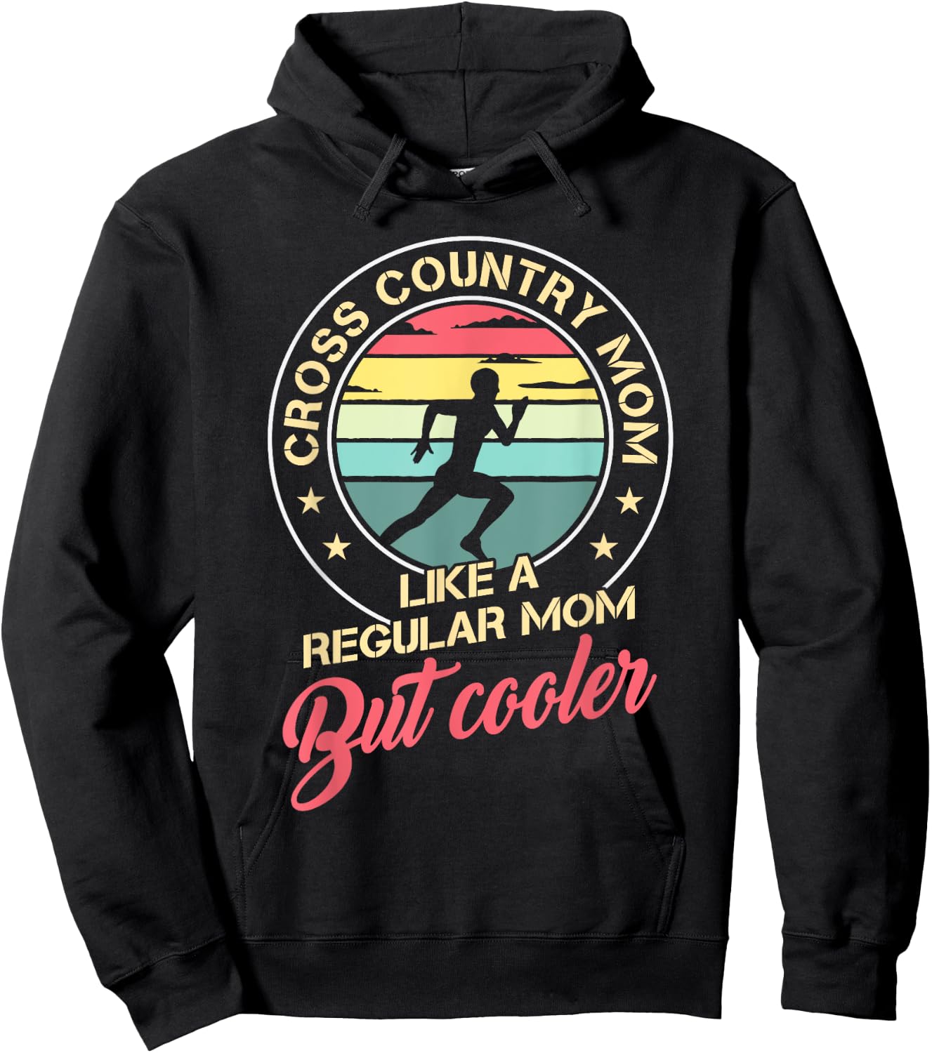 Vintage Cross Country Mom Like A Regular Mom But Cooler Hoodie - Hoodie | Black