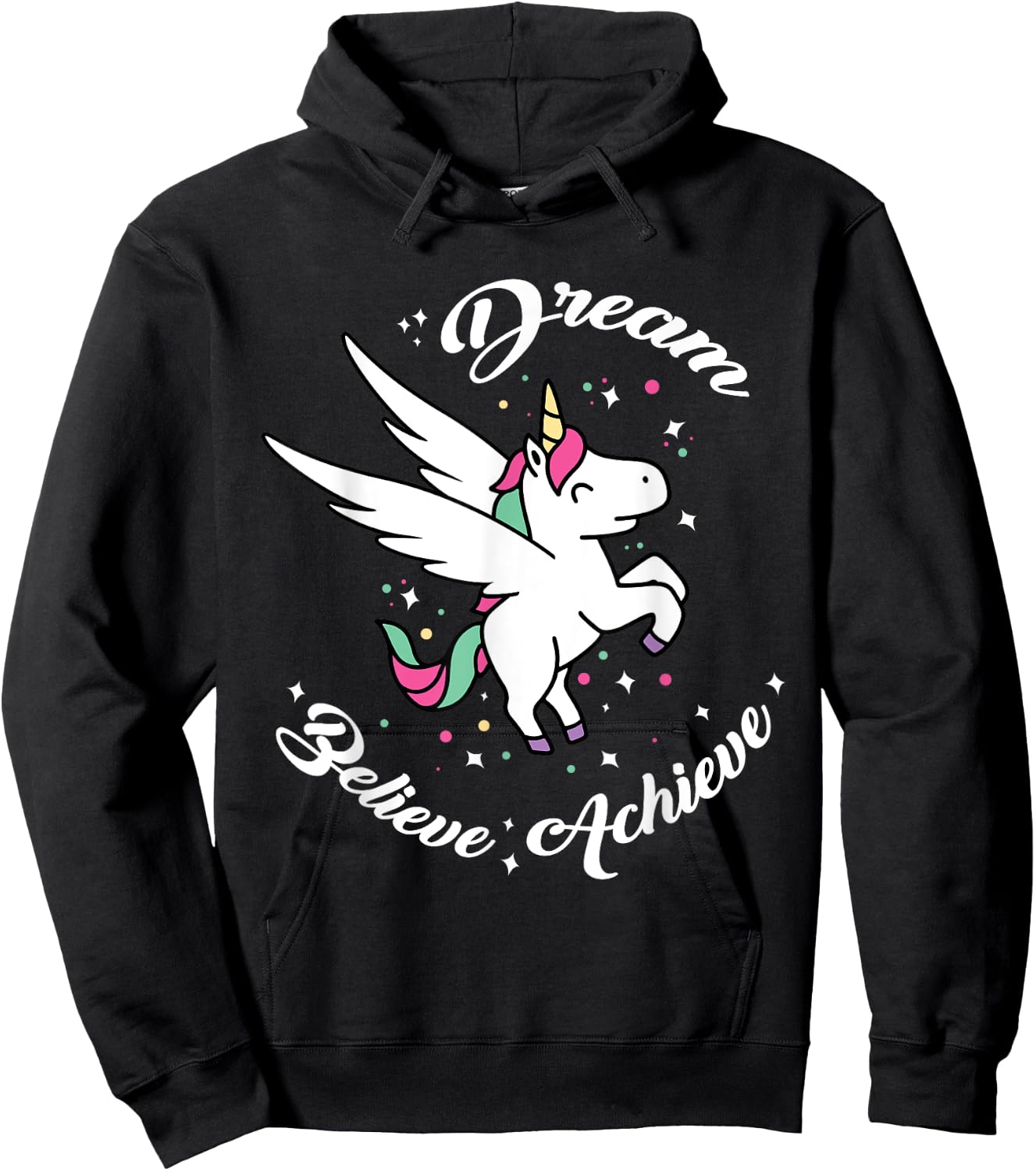 Dream Believe Achieve - Funny Unicorn Novelty Gift Hoodie - Hoodie | Black