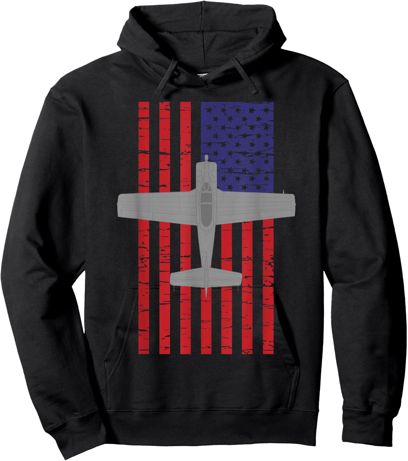 T-28 Trojan Pilot American Flag Plane Hoodie - Hoodie | Black